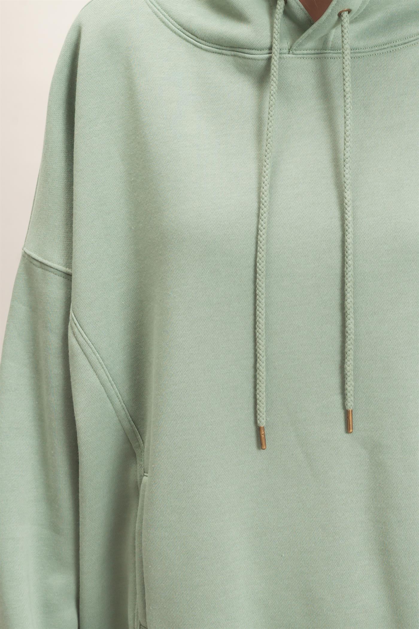Wholesale Enzyme Wash Drop Shoulder Hoodie Hoodies HF26E235 SAGE HYFVE