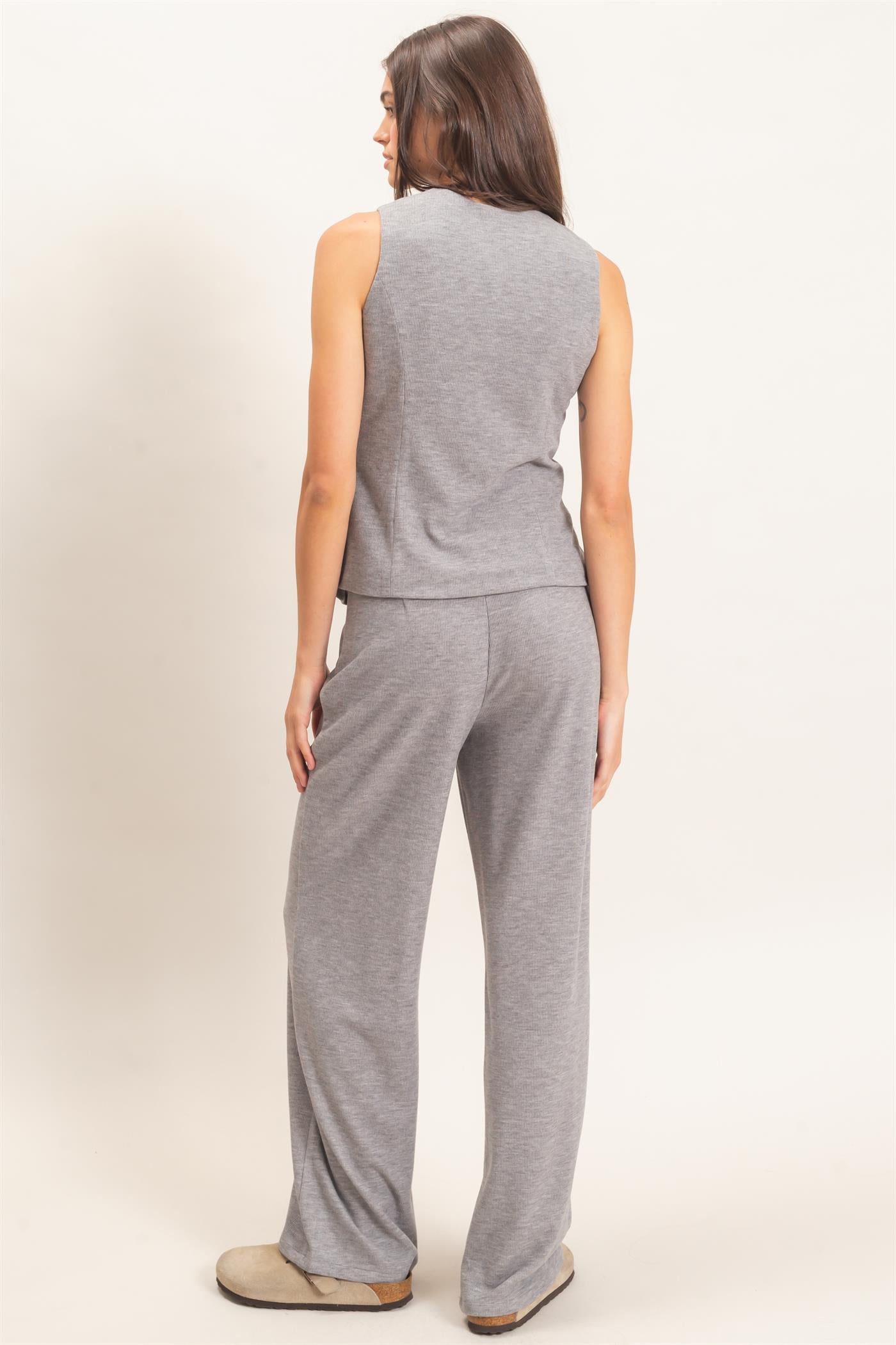 Wholesale Button-Up Vest And Pant Set Clothing HF26F226-SET-D GRAY HYFVE