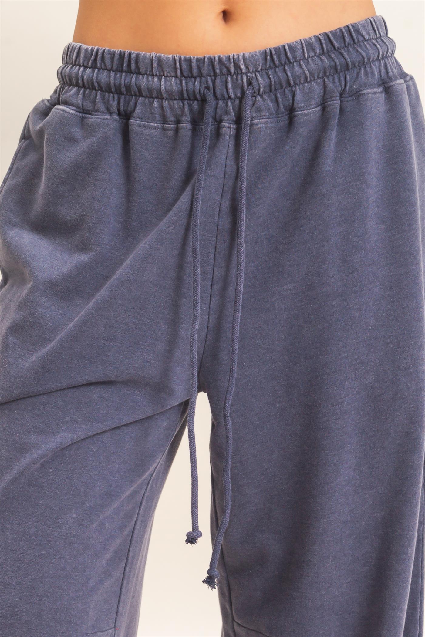 Wholesale Mineral Washed Wide Leg Pants Pants DZ26F082 NAVY DOUBLE ZERO