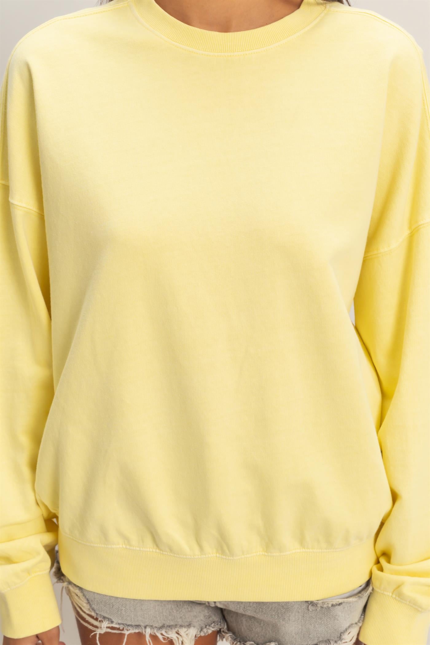 Wholesale Ribbed Crew Neck Sweatshirt Sweatshirts DZ26A265 PALE YELLOW DOUBLE ZERO