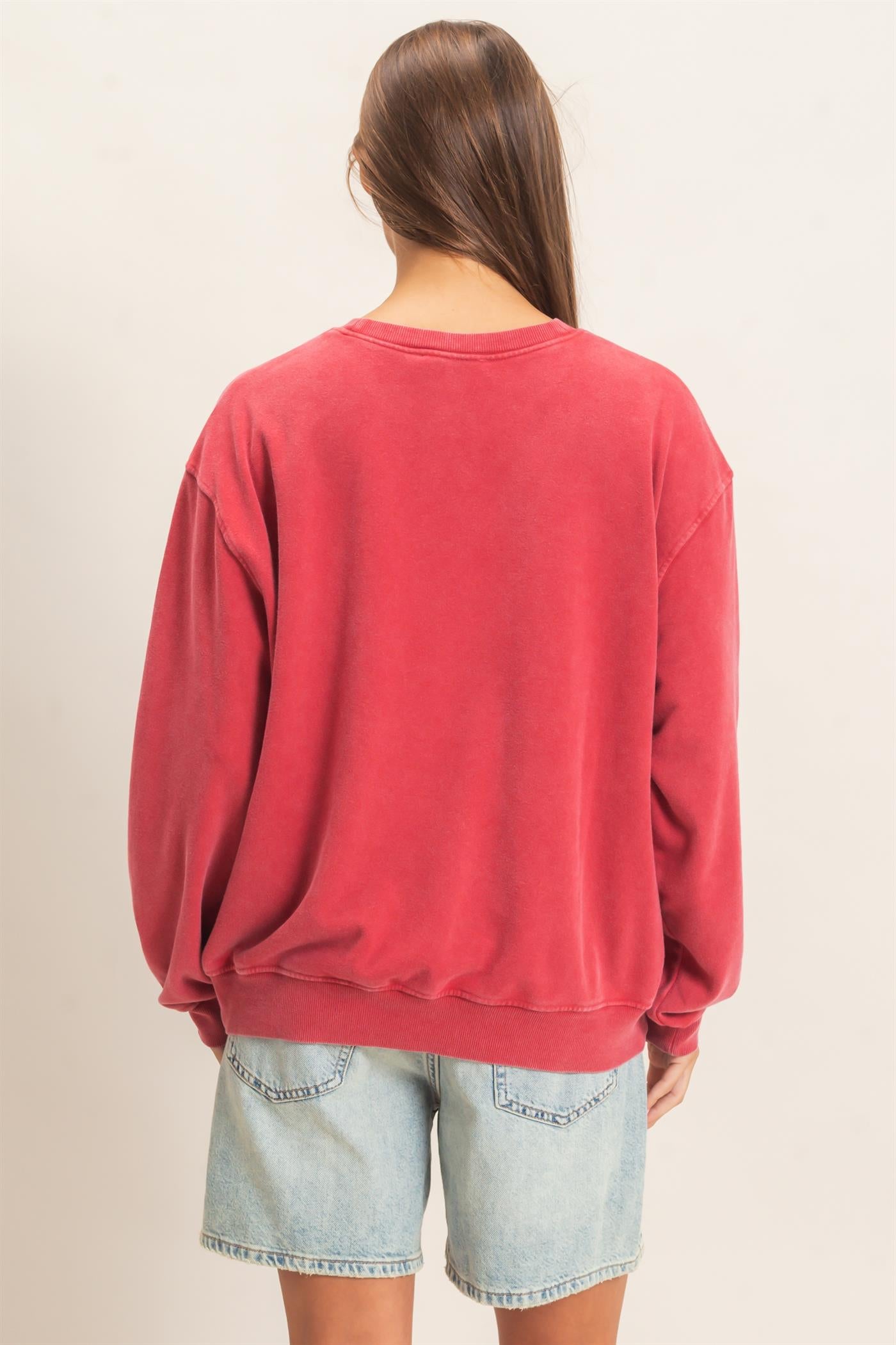 Wholesale Mineral Wash Crew Neck Sweatshirt Sweatshirts DZ26E990 DARK RED DOUBLE ZERO