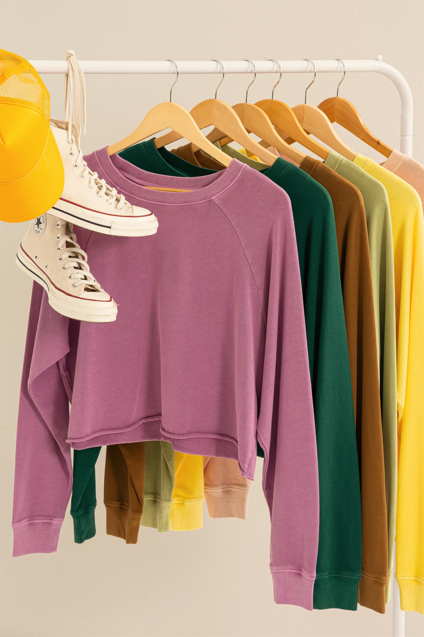 Wholesale Raglan Long Sleeve Top Clothing Tops DZ23G286 VINTAGE PLUM DOUBLE ZERO