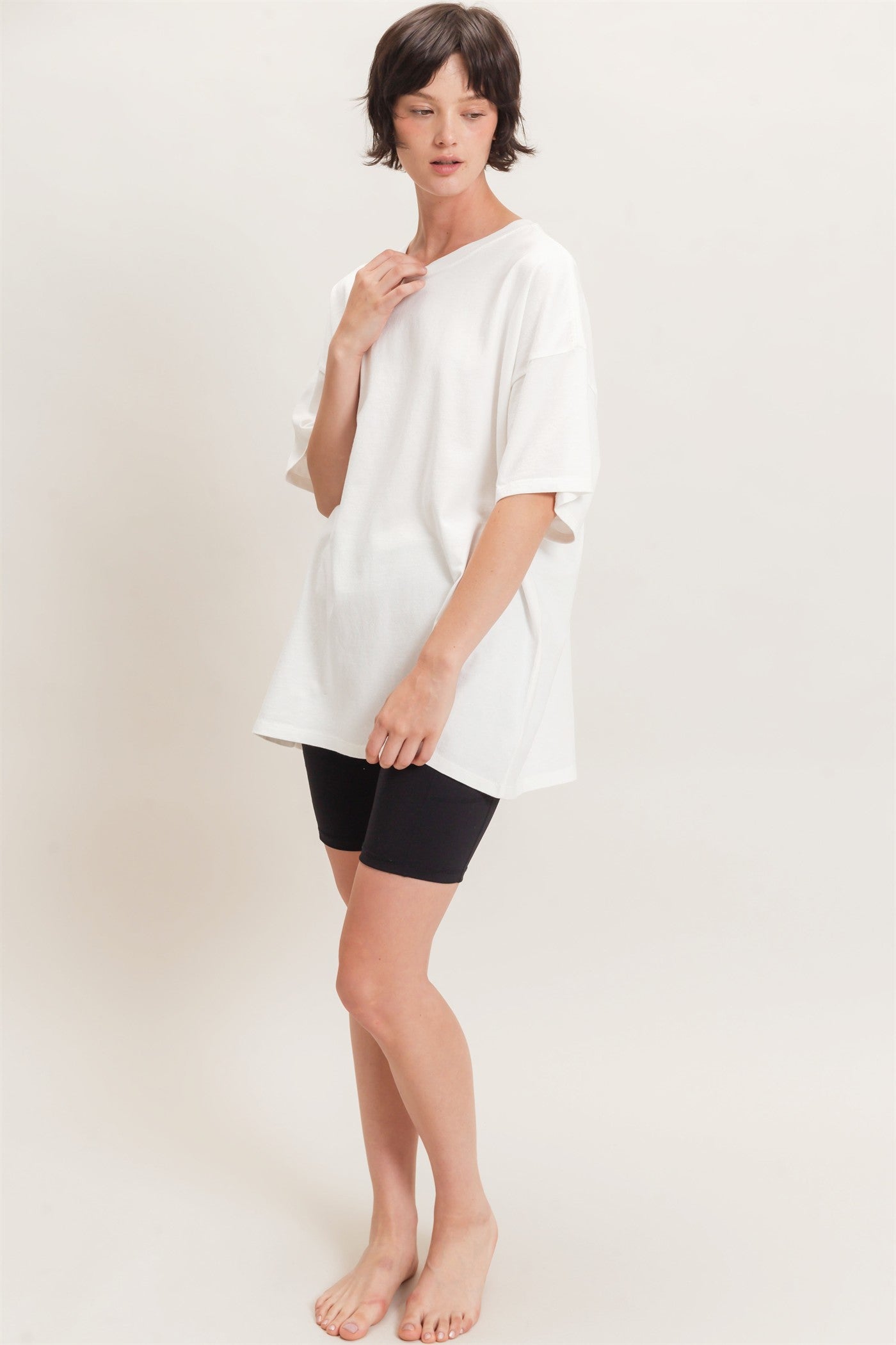 Wholesale Mineral Wash Oversized Crew Neck T-Shirts Clothing Tops DZ26C961 OFF WHITE DOUBLE ZERO