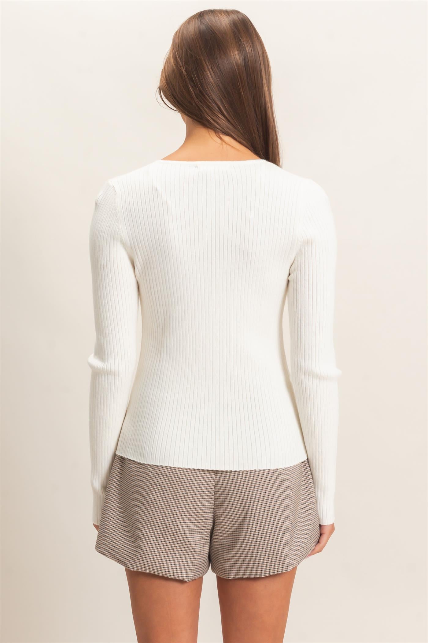 Wholesale Ribbed Button Front Cardigan Cardigans DZ26E322 CREAM DOUBLE ZERO