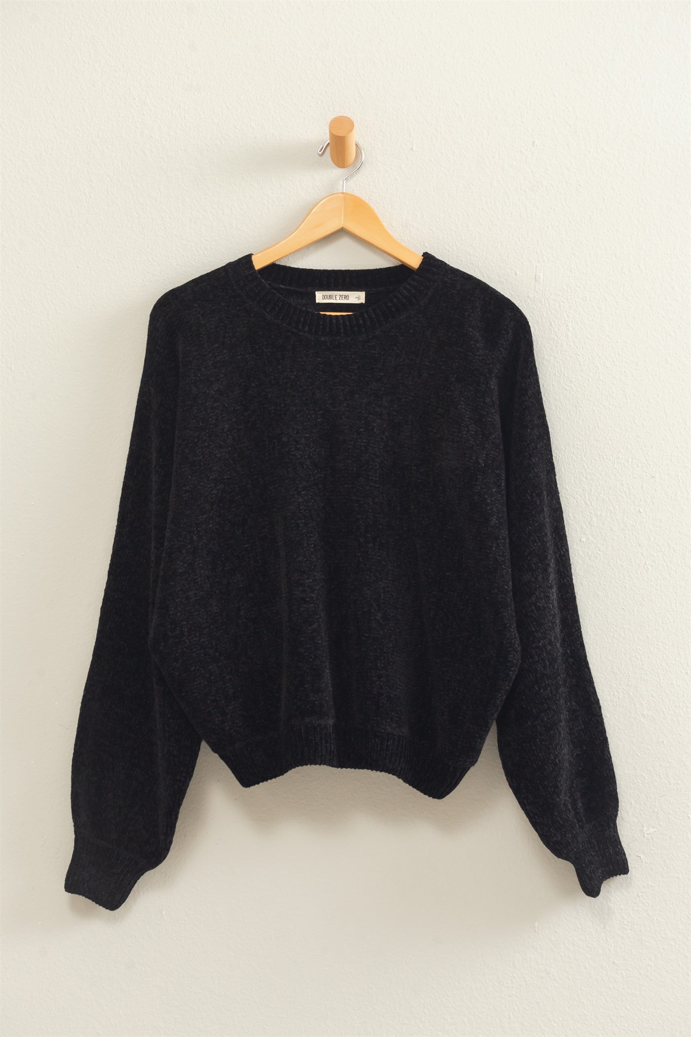 Wholesale Chenille Crew Neck Sweater Sweaters DZ26E264 BLACK DOUBLE ZERO