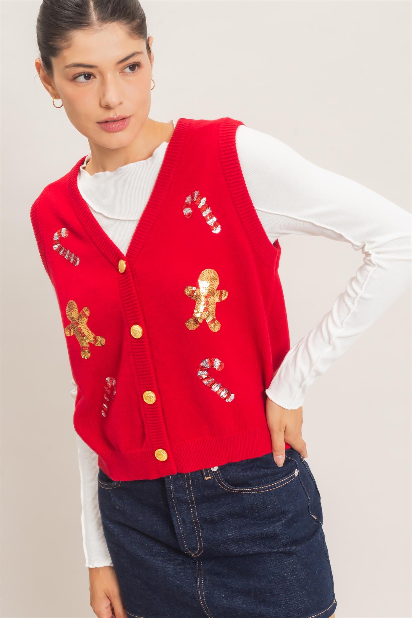 Wholesale Christmas Sweater Vest Sweaters HF26E917 RED HYFVE