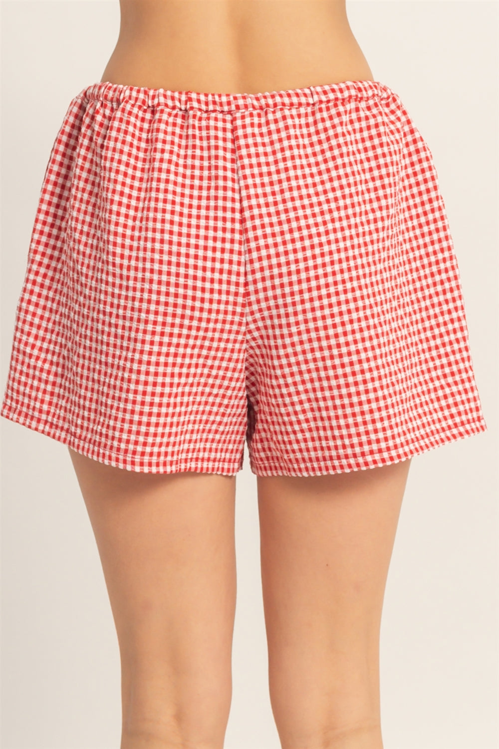 Wholesale Gingham Relaxed Fit Shorts Shorts DZ26A929 RED DOUBLE ZERO