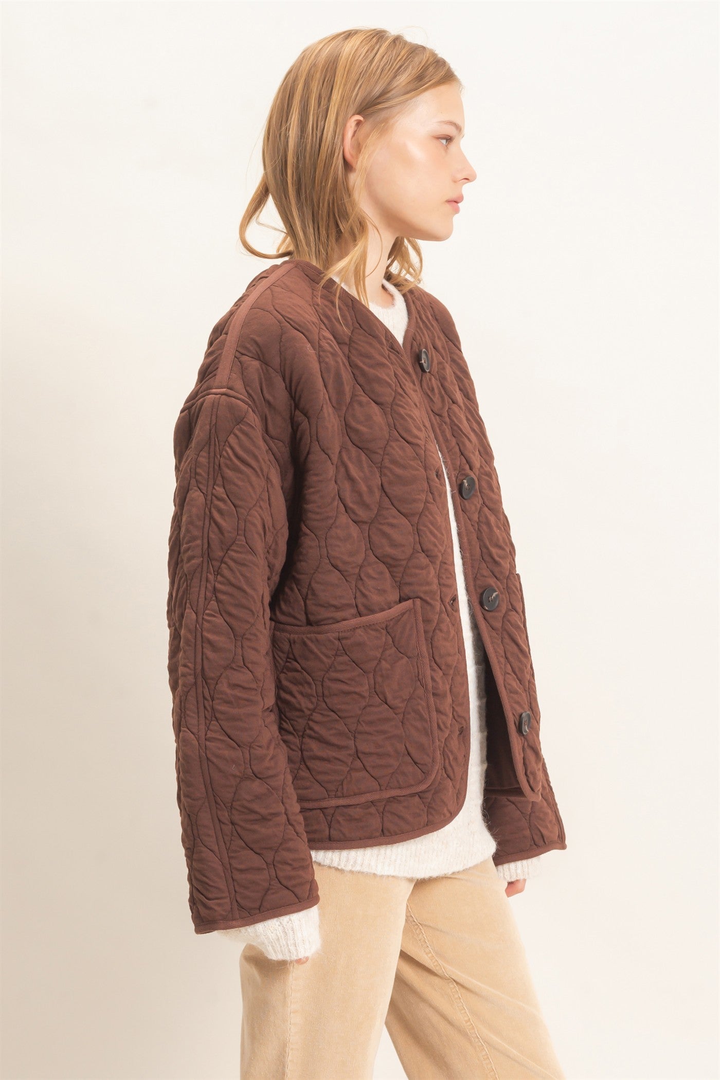 Wholesale Diamond Quilted Jacket Coats & Jackets HF26E370 CHESTNUT HYFVE