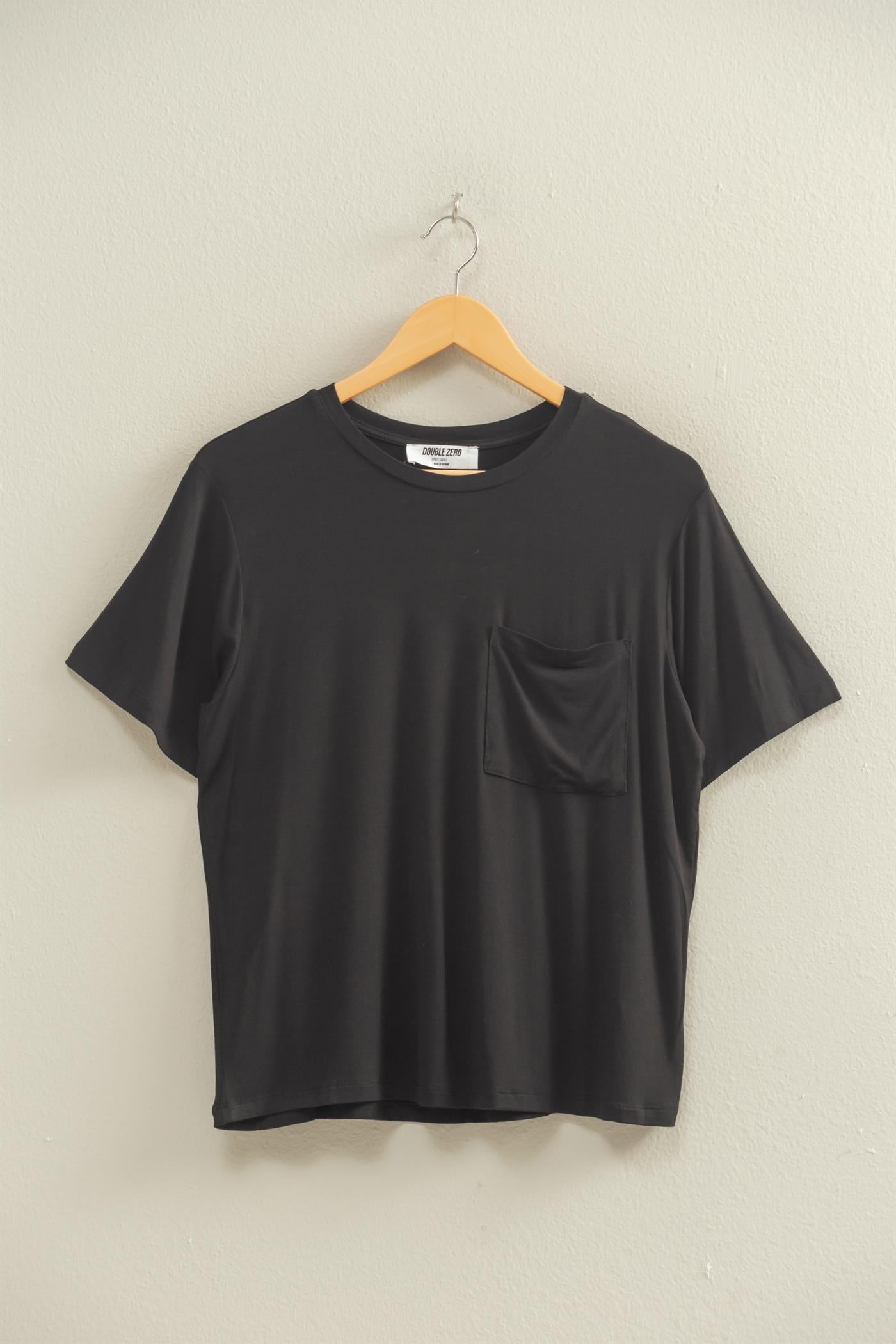Wholesale Classic Crew Neck Short Sleeve Pocket Top T-Shirts DZ25C922 BLACK DOUBLE ZERO