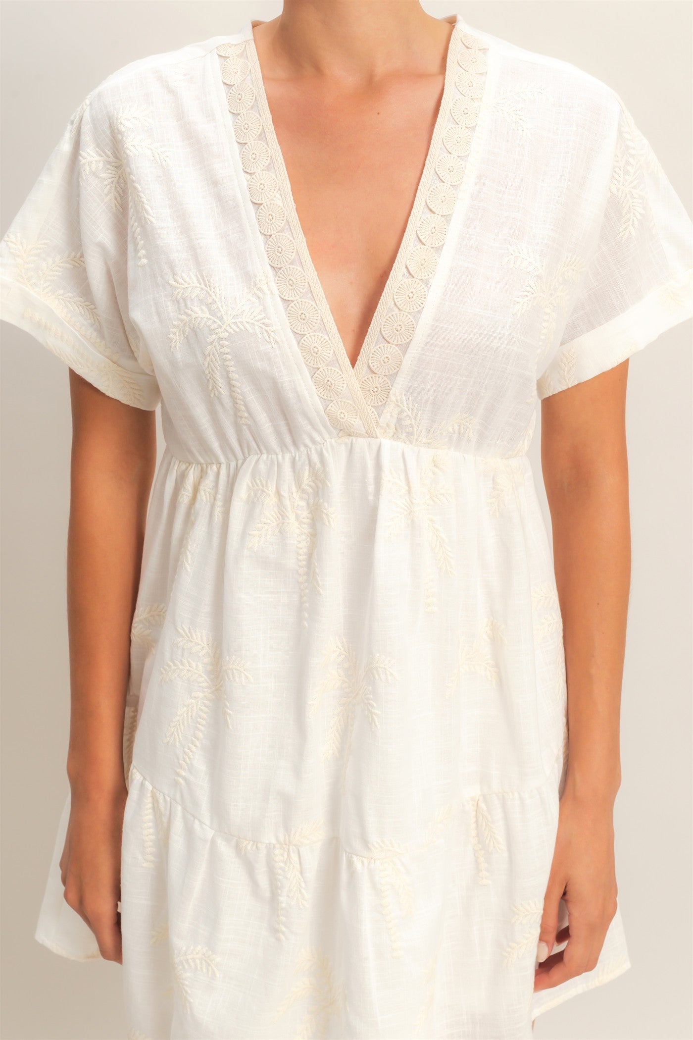 Wholesale Tiered V-Neck Dress Dresses HF26C231 OFF WHITE HYFVE