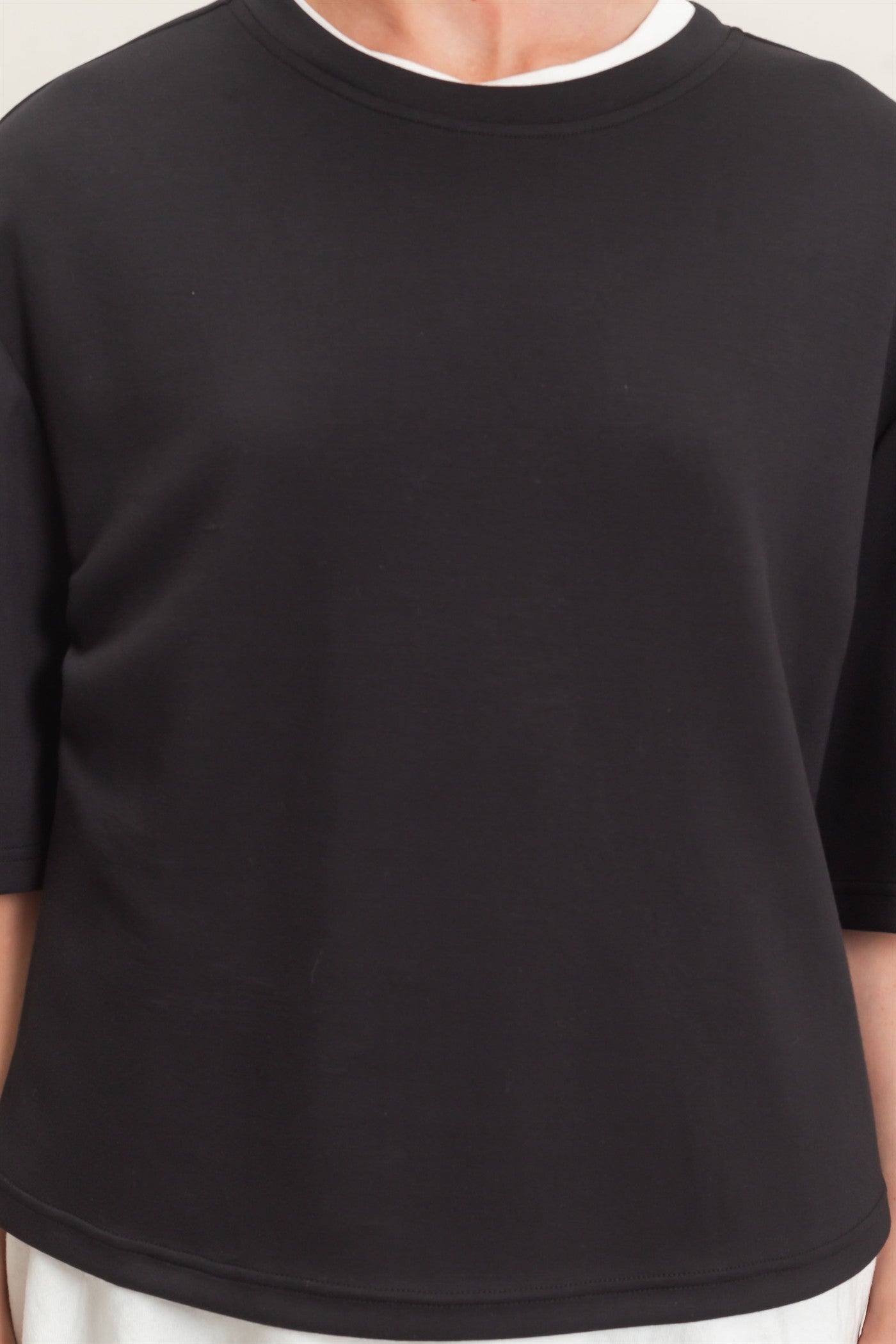 Wholesale Loose Fit Crew Neck Short Sleeve Top Clothing Tops DZ26C965 BLACK DOUBLE ZERO