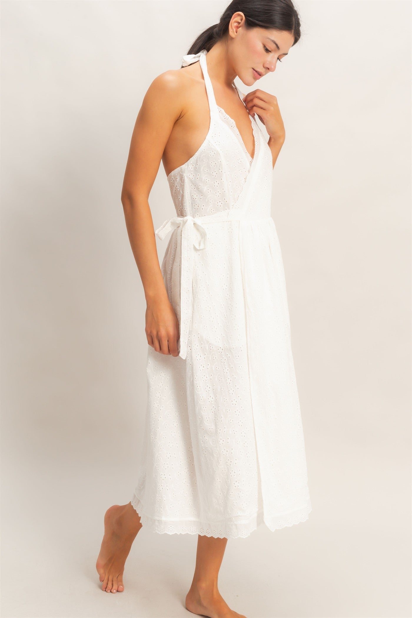 Wholesale Halter Neck Midi Dress Dresses HF26C895 WHITE HYFVE