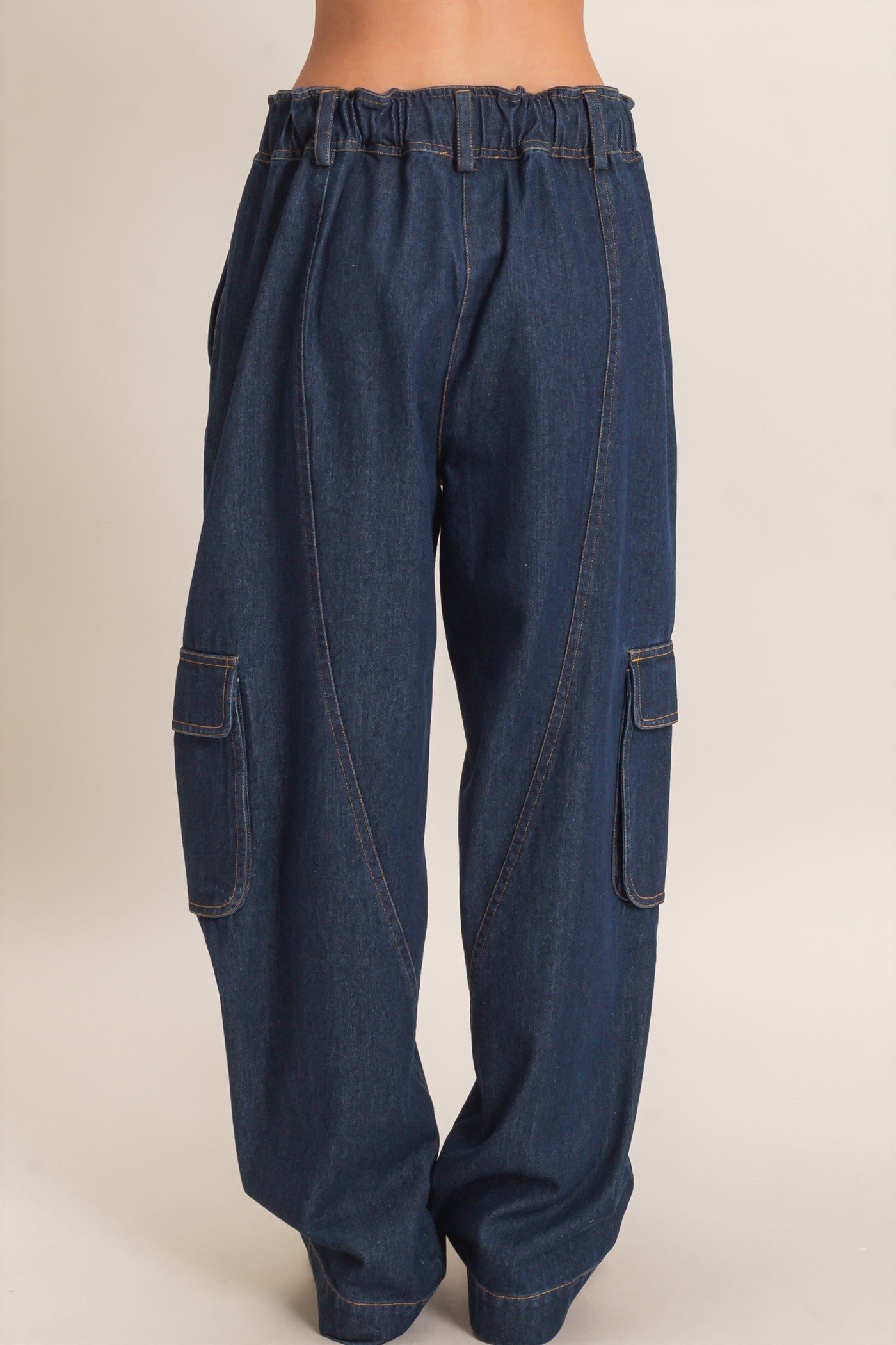Wholesale Drawstring Cargo Denim Pants Pants HF26E182 DARK DENIM HYFVE