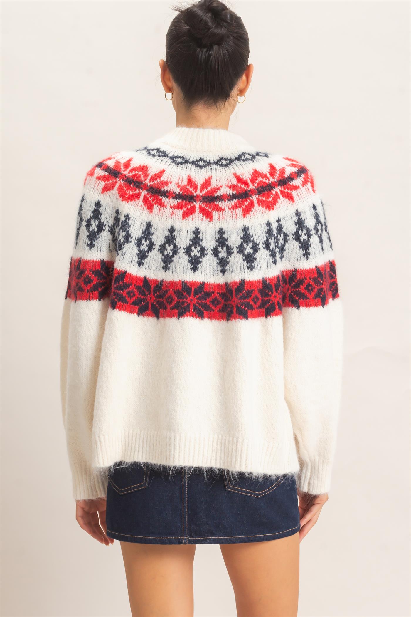 Wholesale Fair Isle Button-Front Cardigan Cardigans HF26E918 CREAM HYFVE