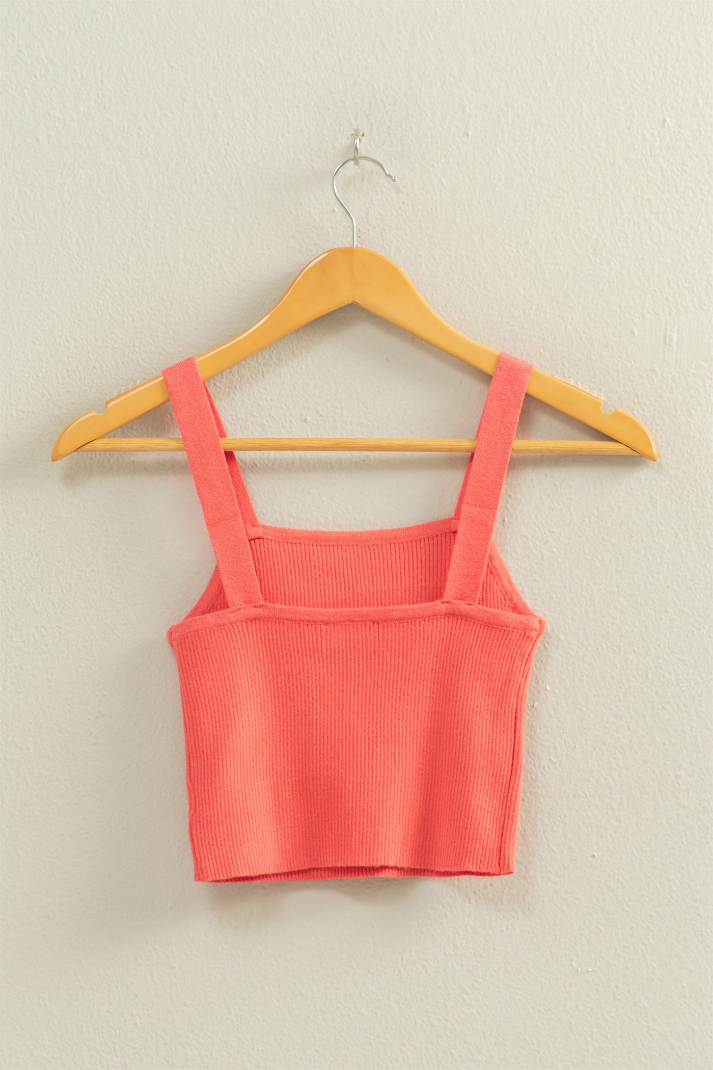 Wholesale Ribbed Cropped Tank Top Clothing Tops DZ23A825 CORAL DOUBLE ZERO