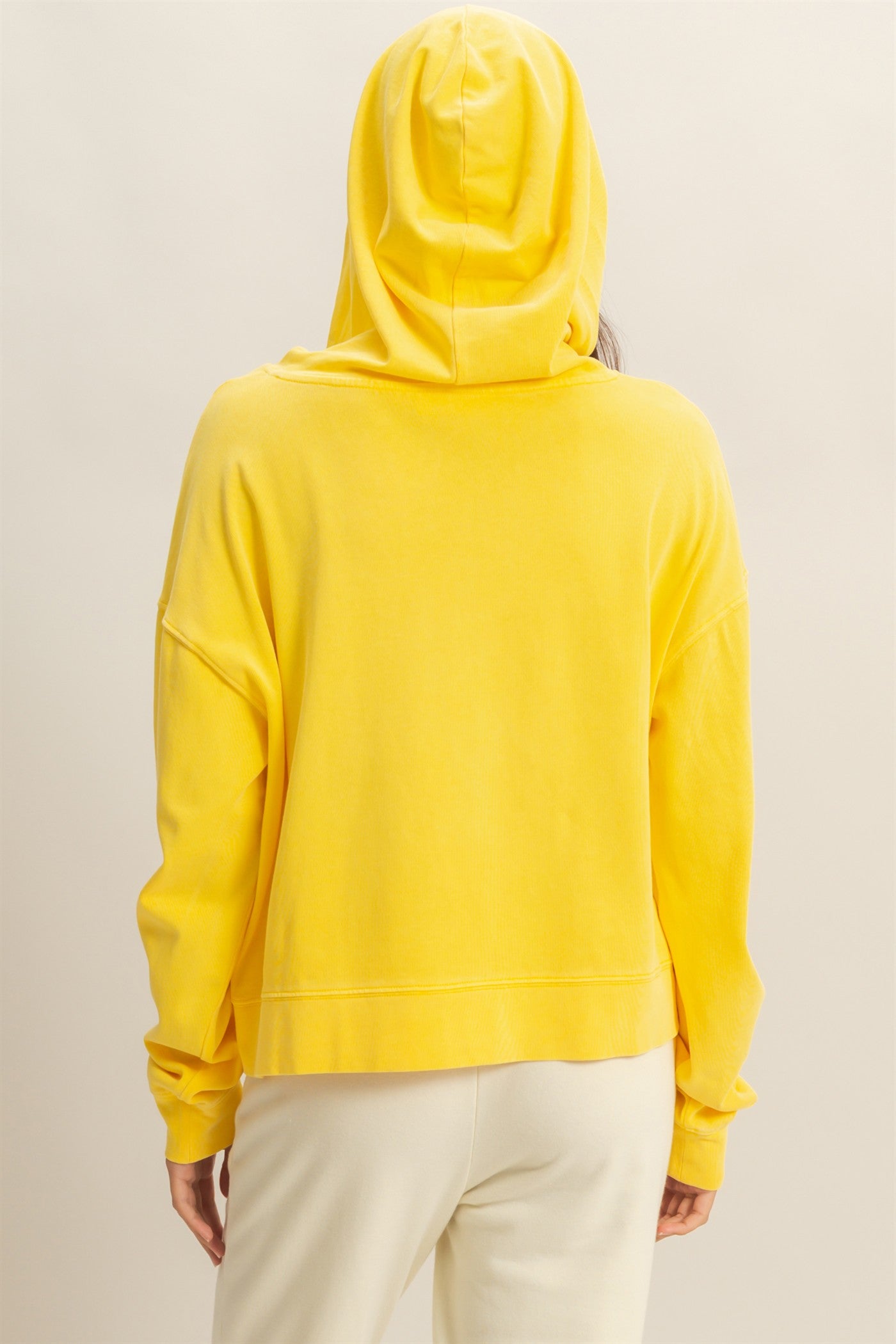 Wholesale Long Sleeve Drawstring Hoodie Clothing Tops DZ23E999 BANANA CREAM DOUBLE ZERO