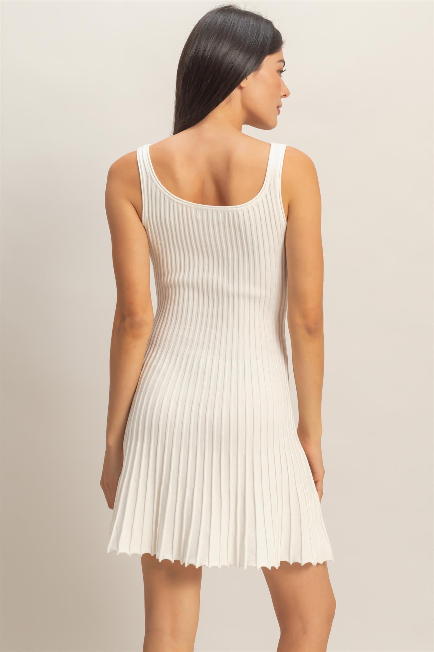 Wholesale Pleated Knit Tank Mini Dress Dresses DZ26C283 WHITE DOUBLE ZERO
