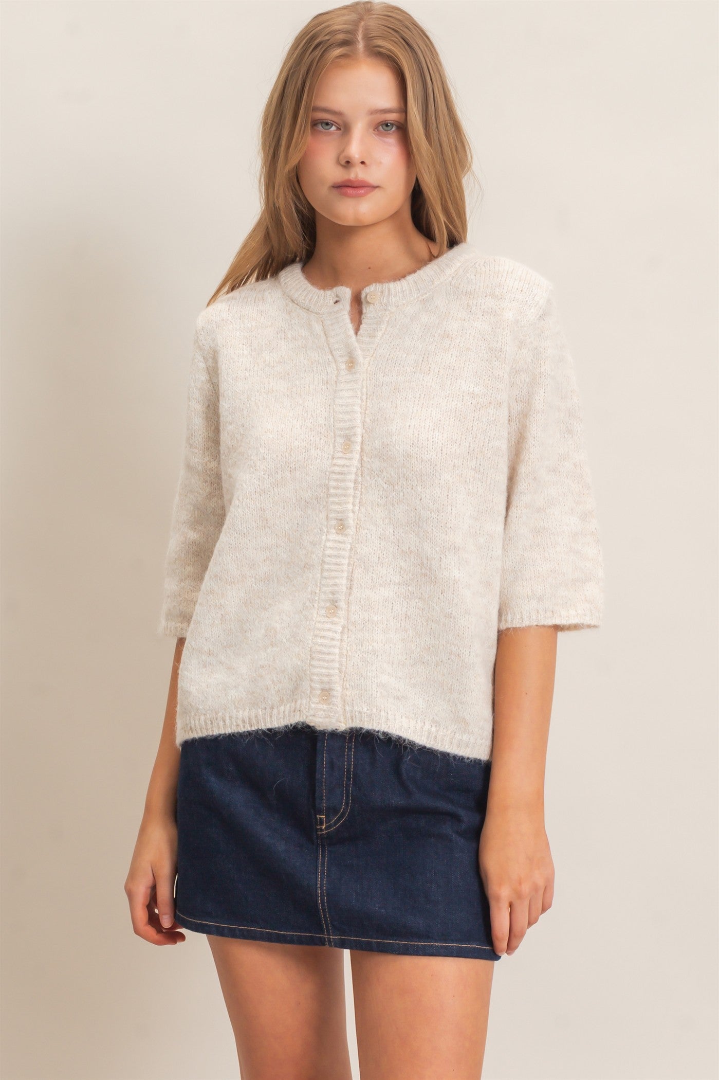 Wholesale Button-Up Cardigan Cardigans HF26E228 OATMEAL HYFVE