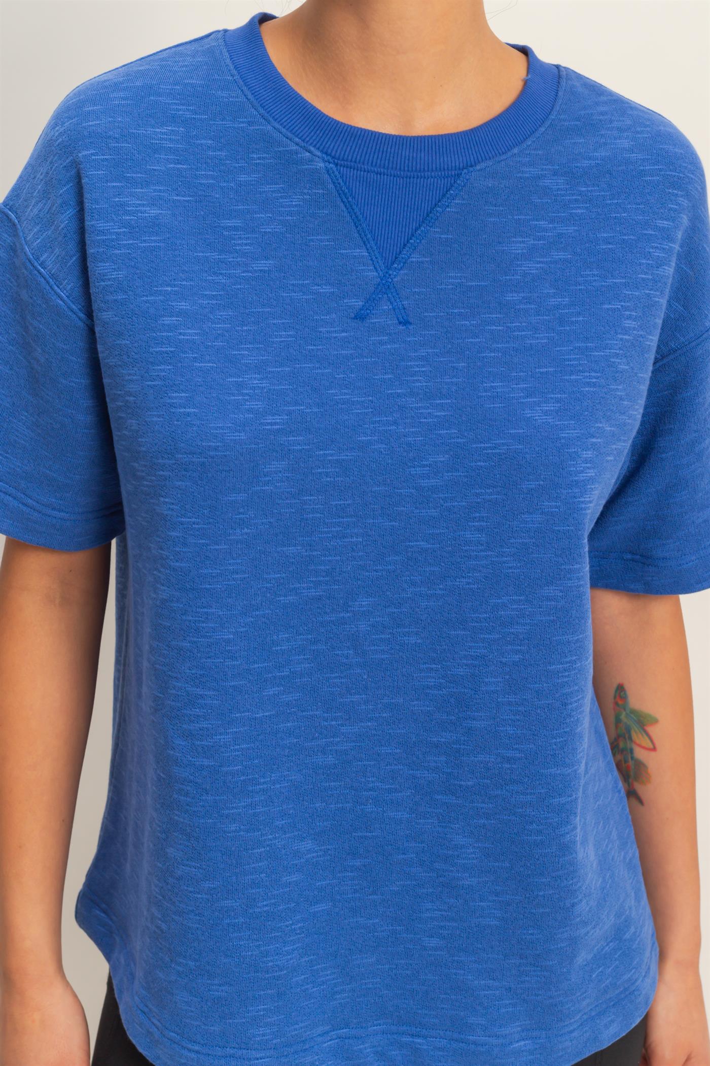 Wholesale Crew Neck Short Sleeve Top Clothing Tops DZ26A891 COBALT DOUBLE ZERO