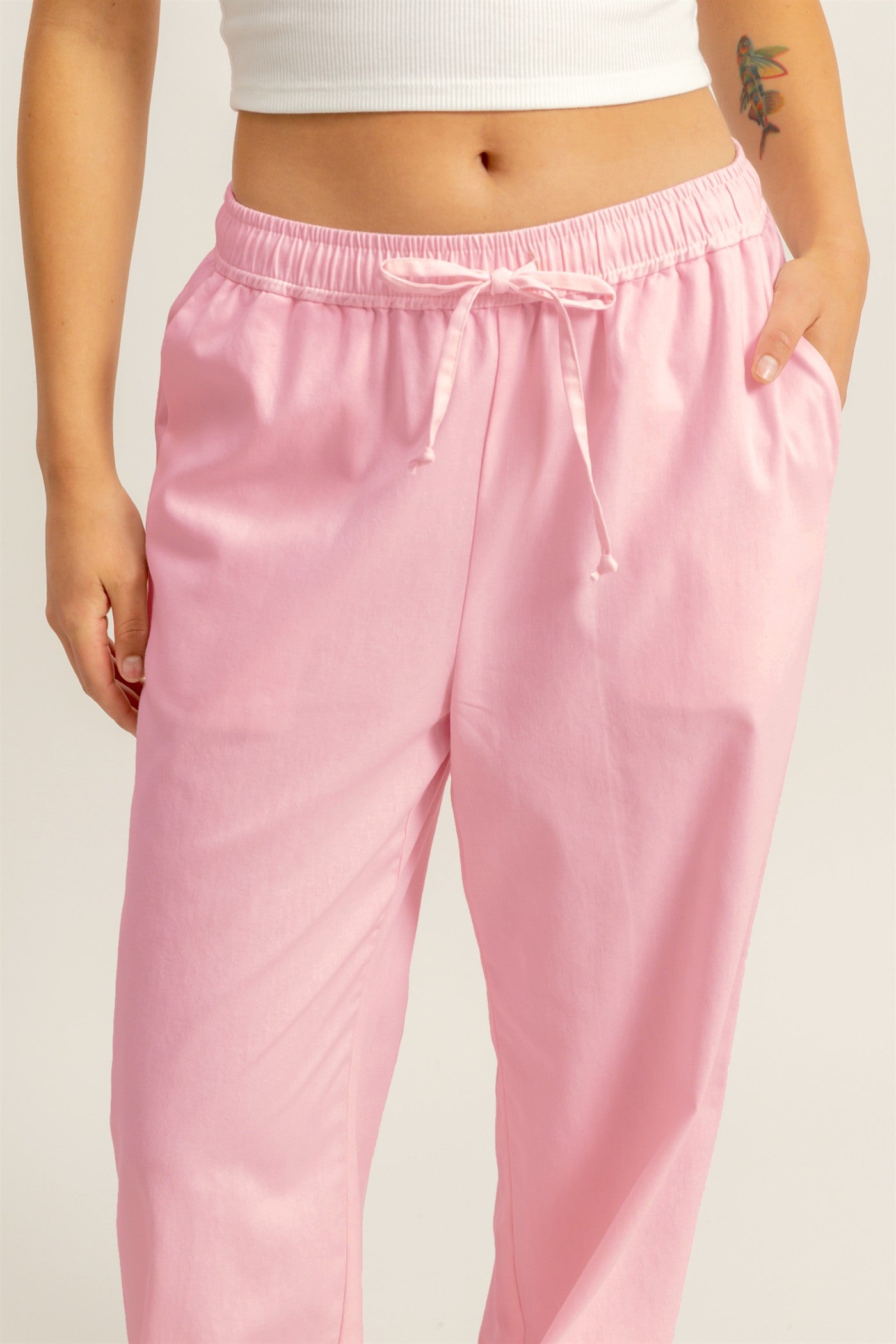 Wholesale Drawstring Waist Straight Leg Pants Pants DZ24A339 SOFT PINK DOUBLE ZERO