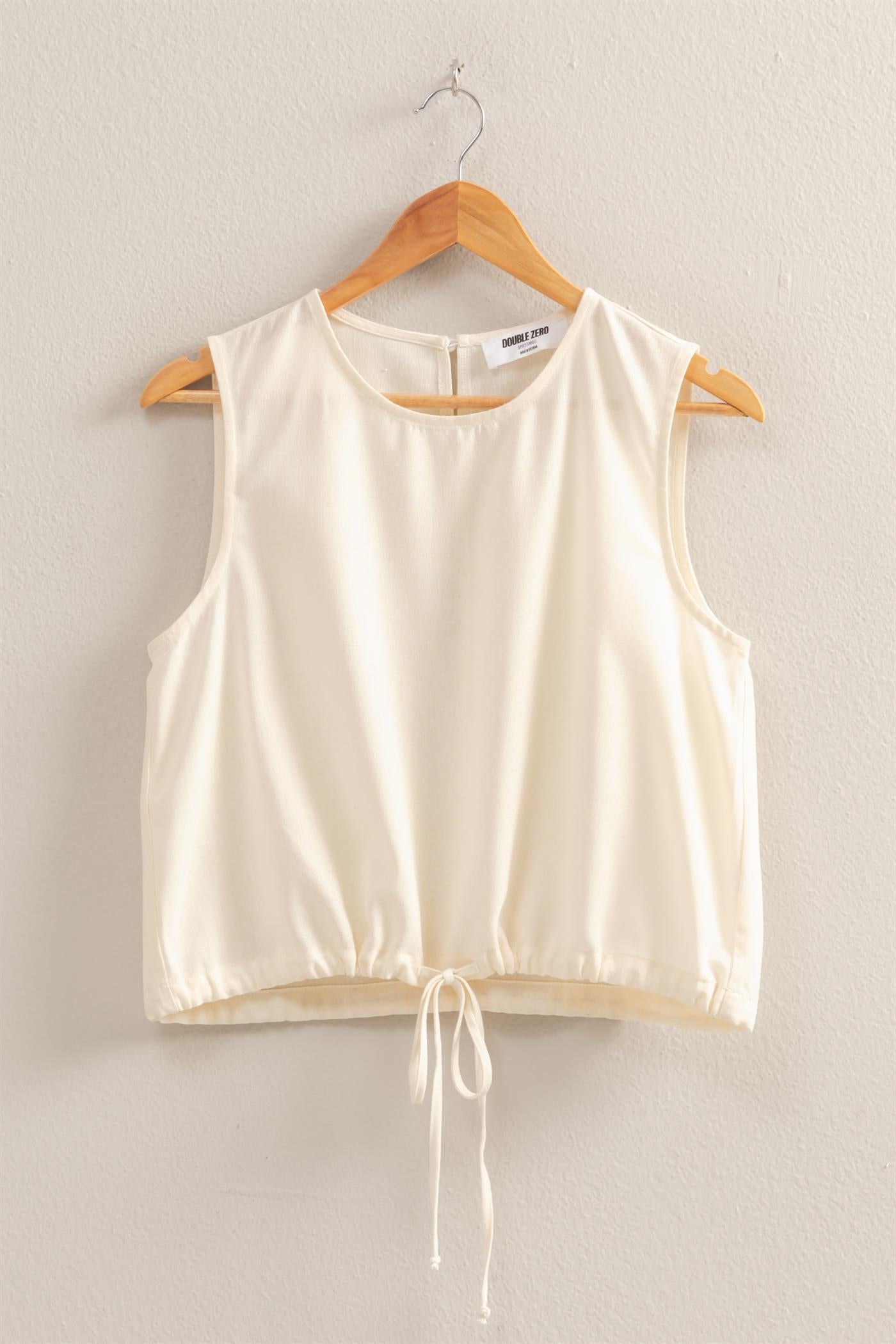 Wholesale Sand Washed Sleeveless Crop Top Clothing Tops DZ25C515 WHITE DOUBLE ZERO
