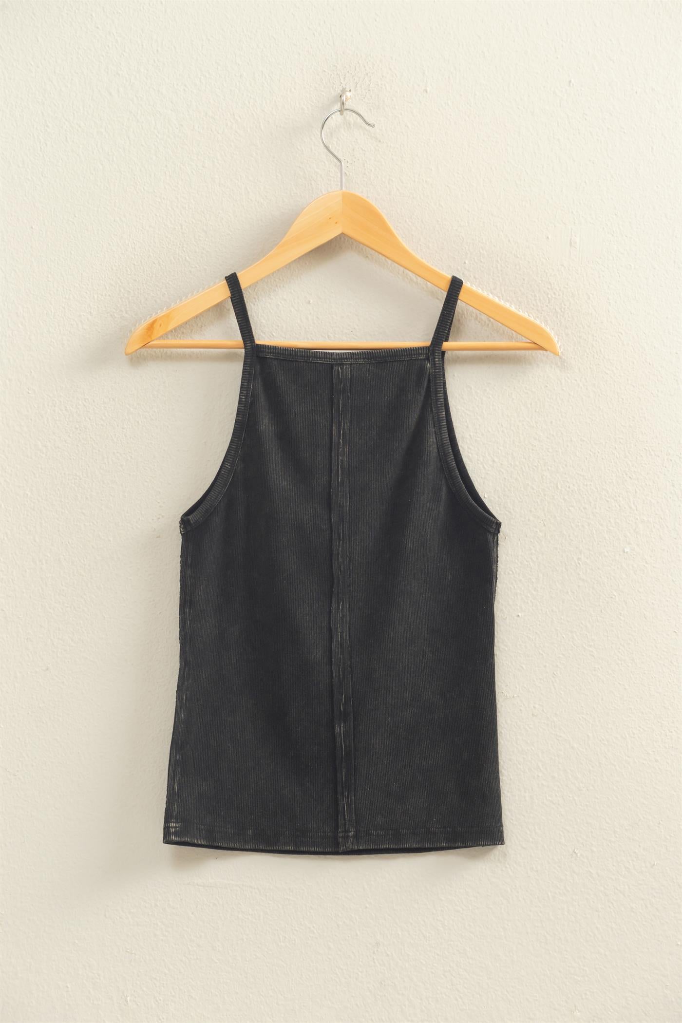 Wholesale Square Neck Acid Wash Tank Top Tank Tops DZ26C105 BLACK DOUBLE ZERO