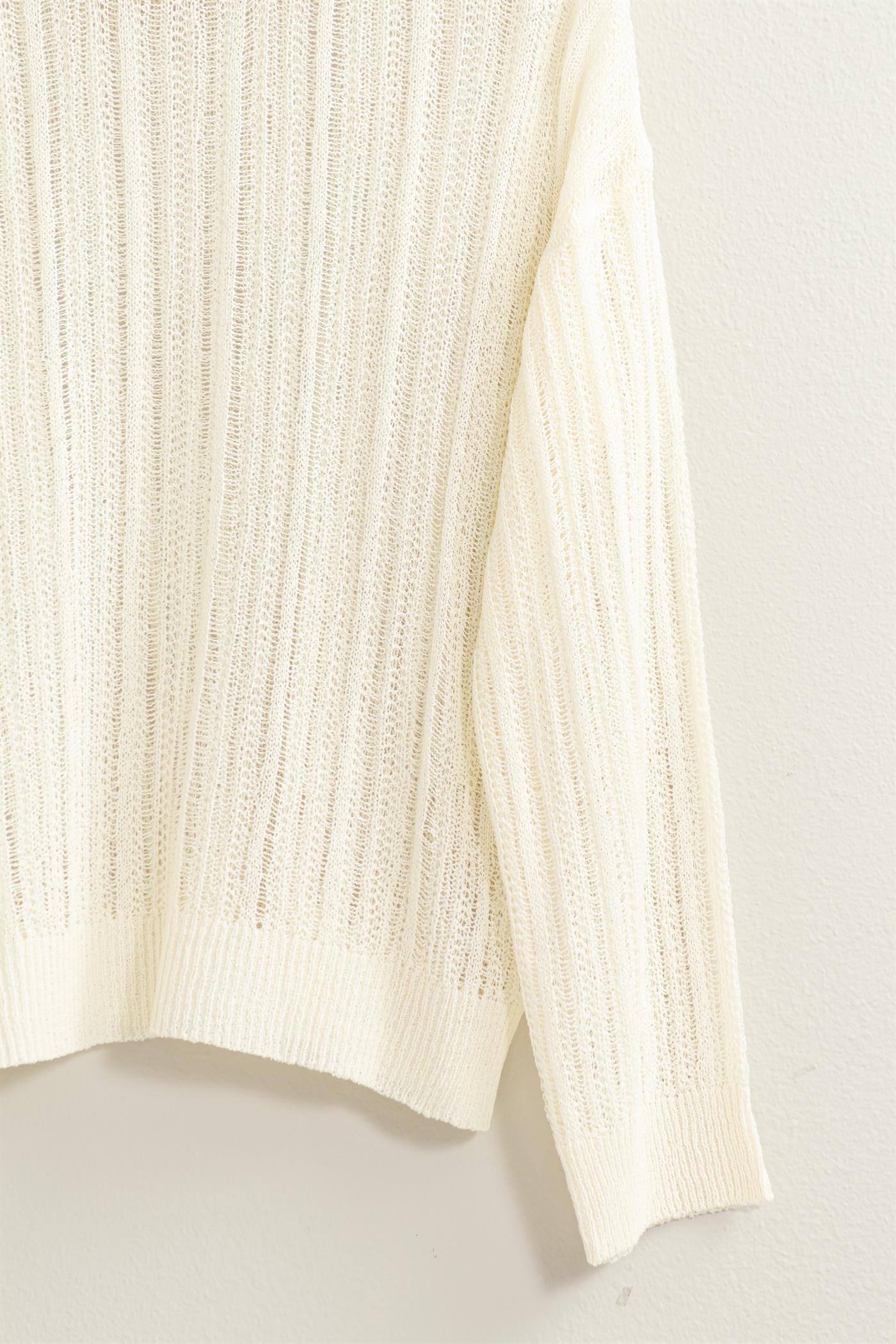 Wholesale Drop Shoulder Sweater Clothing Tops DZ24A477-D WHIP CREAM DOUBLE ZERO