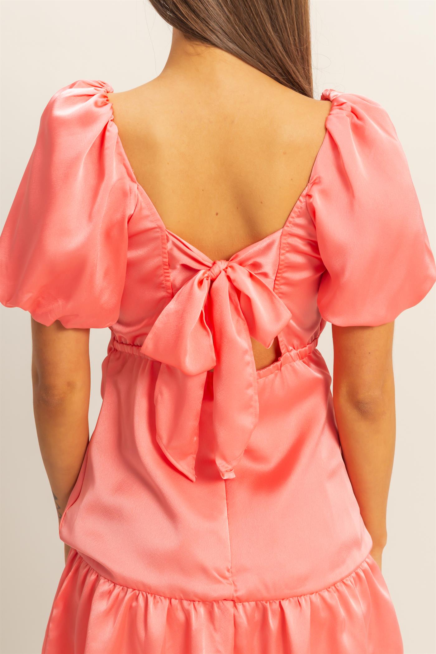 Wholesale Ruched Mini Dress Dresses HF22C741 CORAL HYFVE