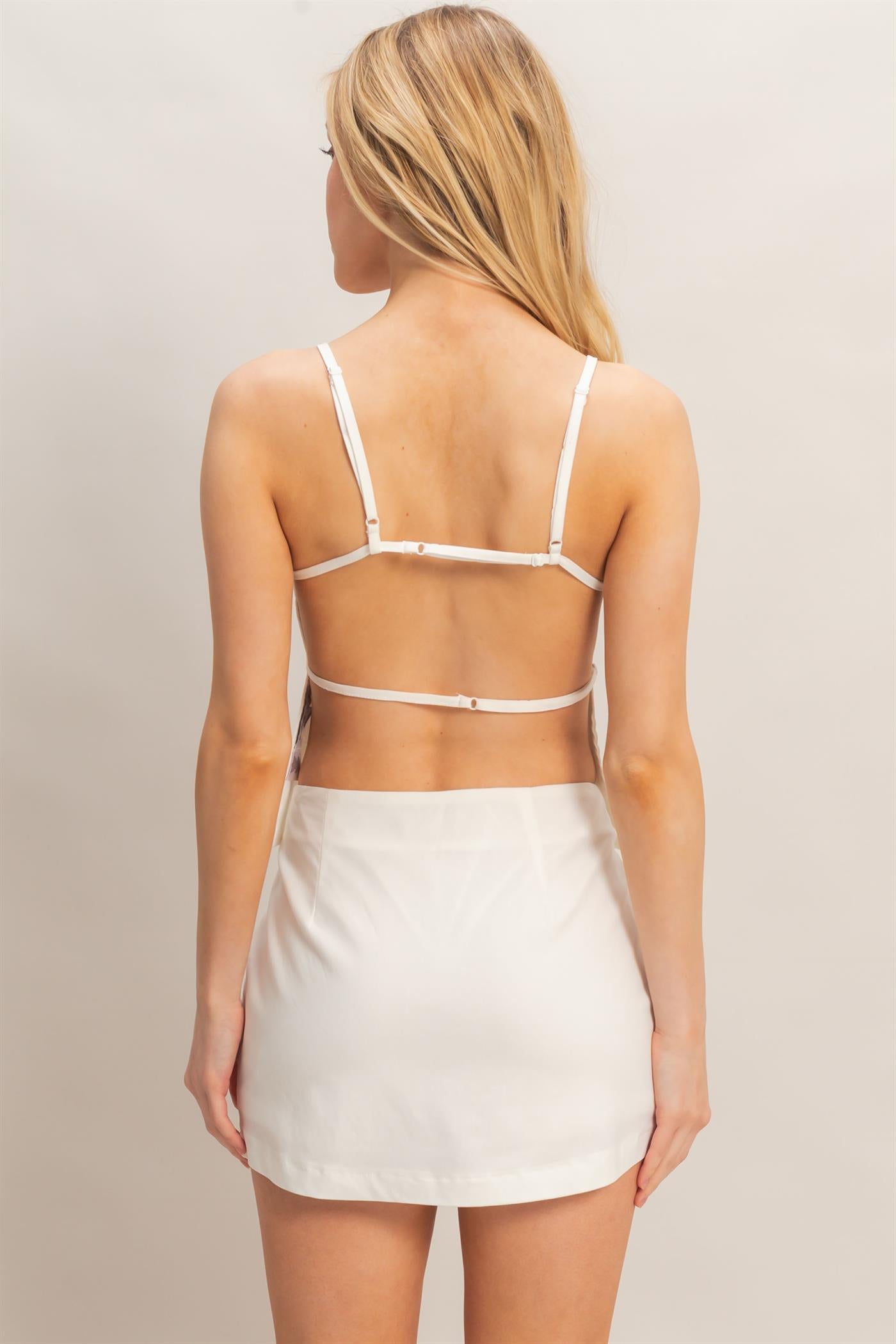 Wholesale Strappy Straight Neck Top & Skort Clothing HF26C894-SET WHITE HYFVE