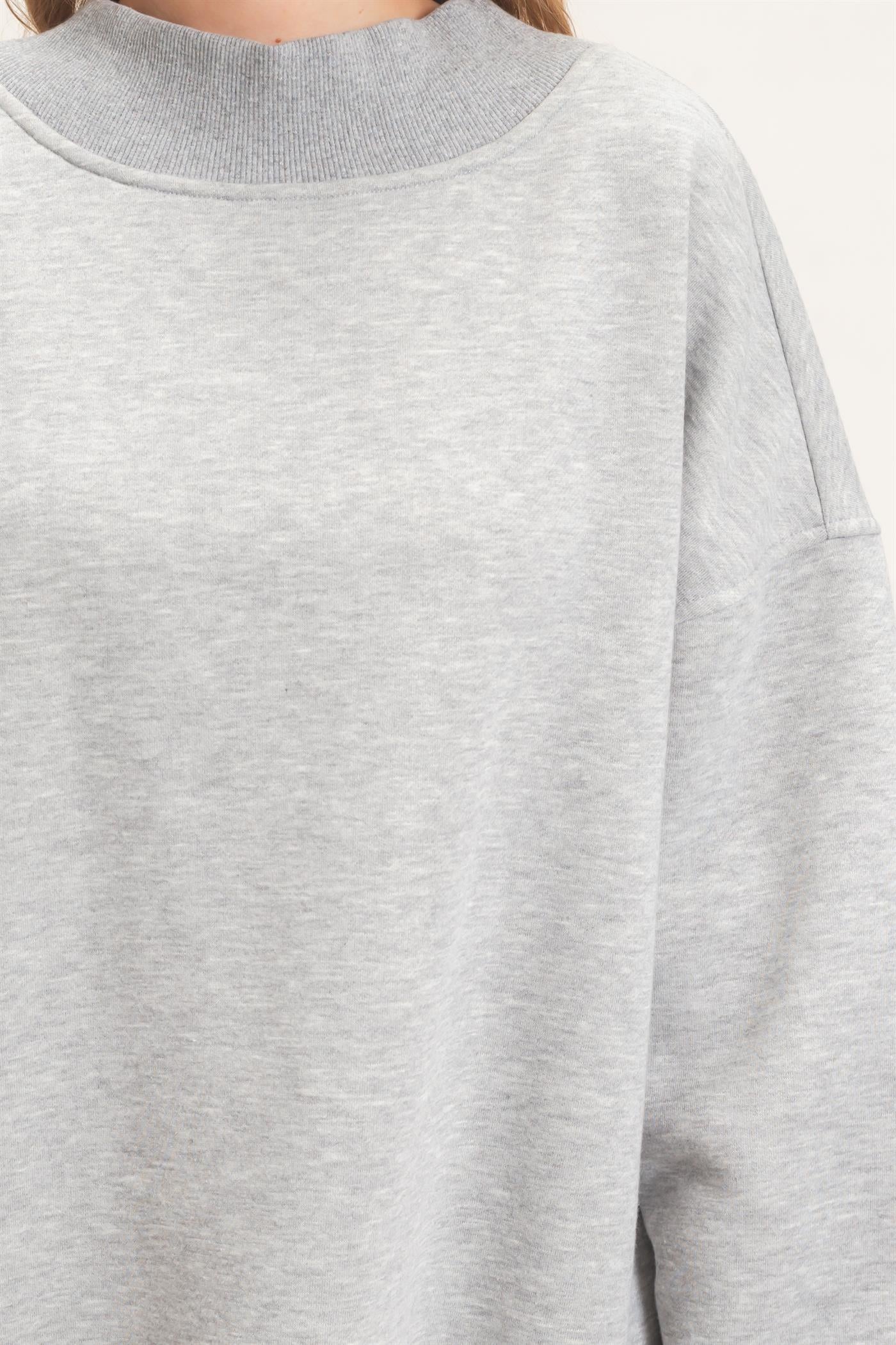 Wholesale Enzyme Washed Mock Neck Sweatshirt Sweatshirts HF26E222 H.GRAY HYFVE