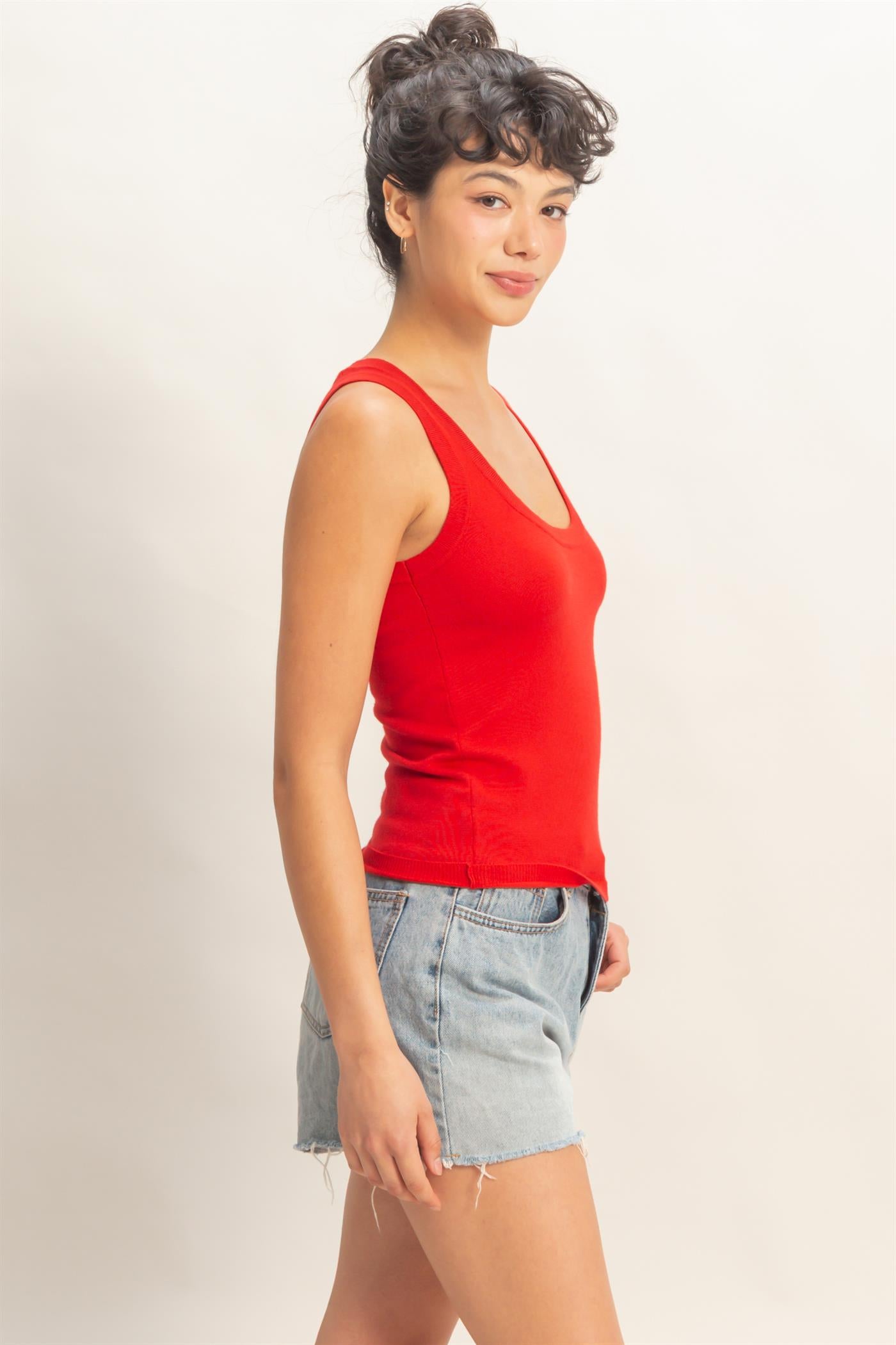 Wholesale Scoop Neck Tank Top Clothing Tops DZ26A449 RED DOUBLE ZERO