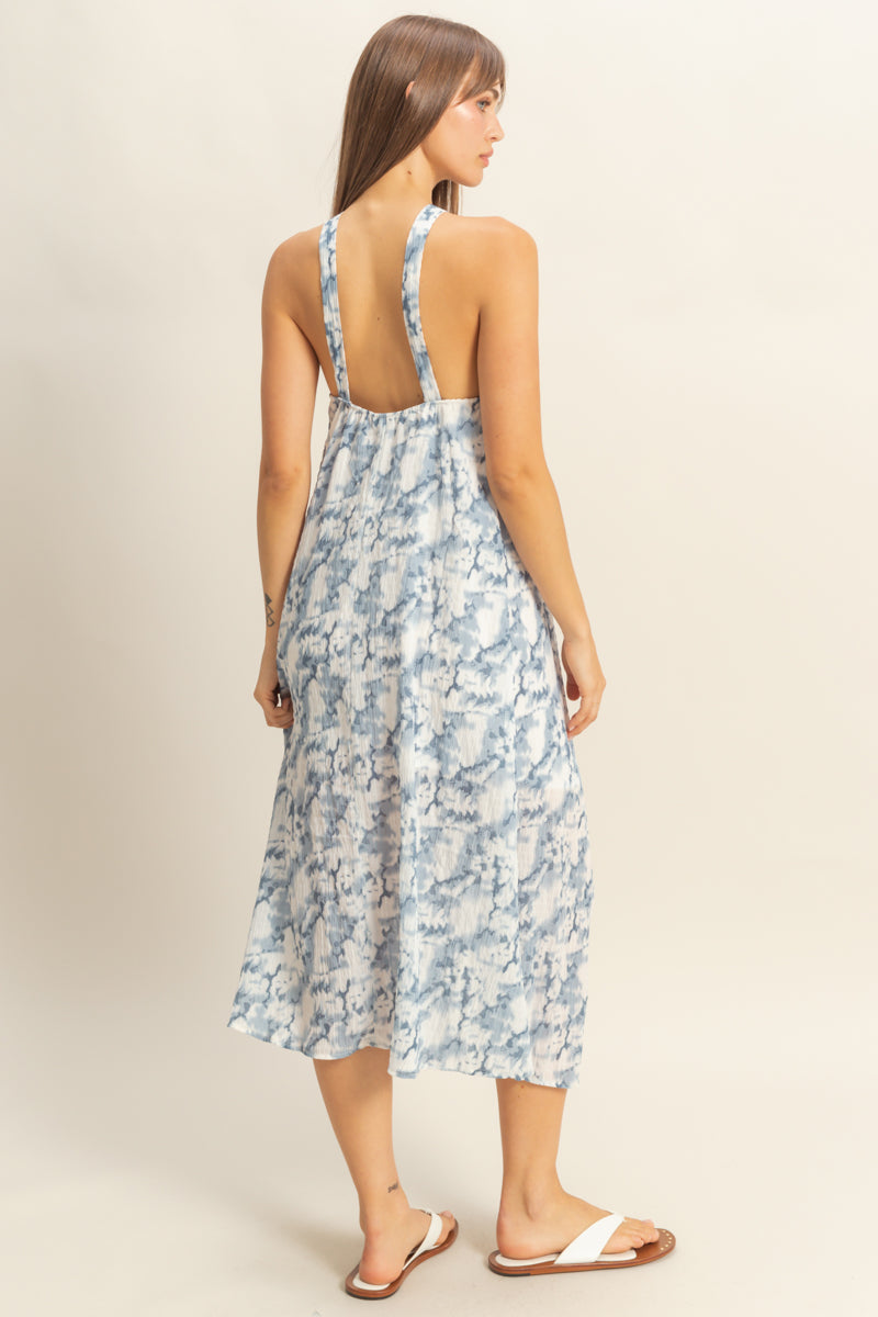 Wholesale Halter Cross Neck Backless Maxi Dress Dresses HF22E496 GRAY HYFVE