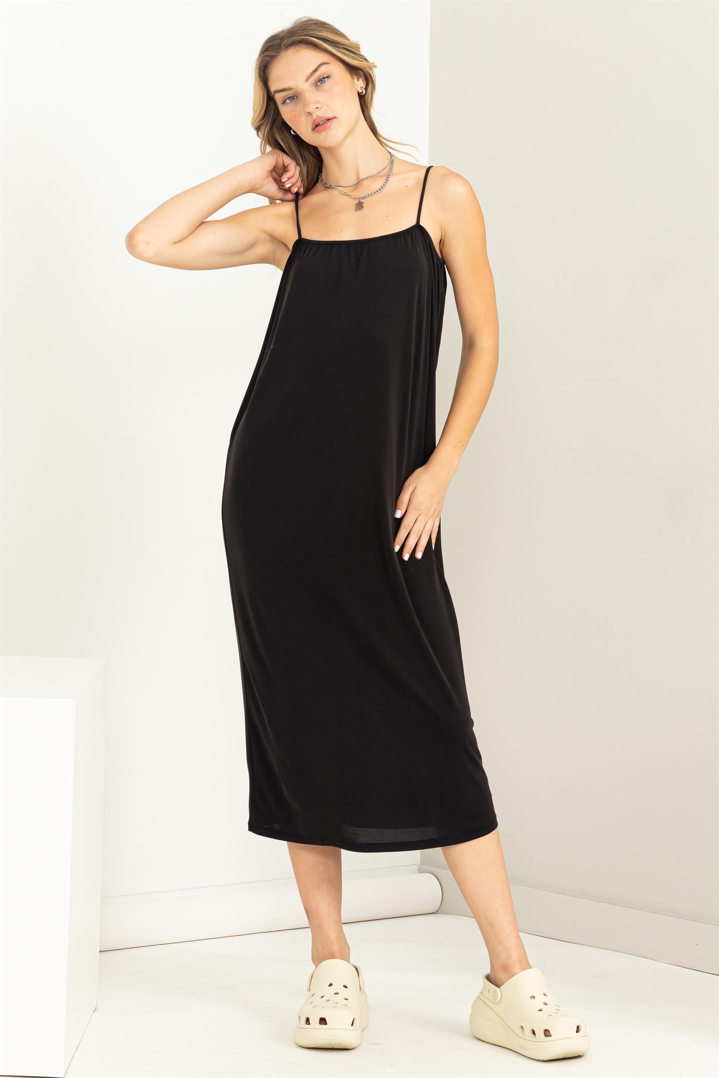 Wholesale Extra Love Tie-Back Midi Dress Dresses DZ22G696 BLACK DOUBLE ZERO