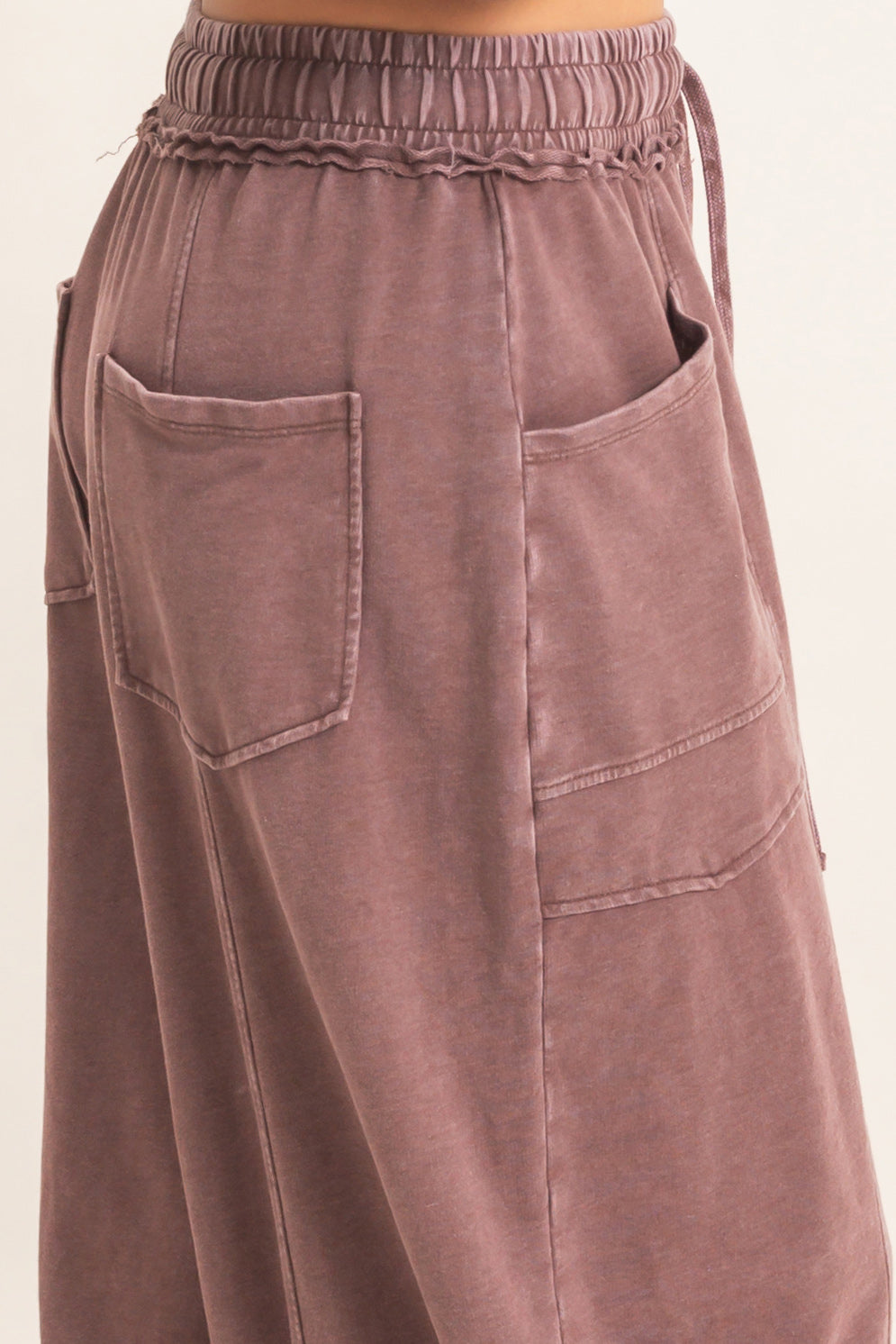 Wholesale Mineral Washed Barrel Sweatpants Pants DZ26F246 DARK BROWN DOUBLE ZERO