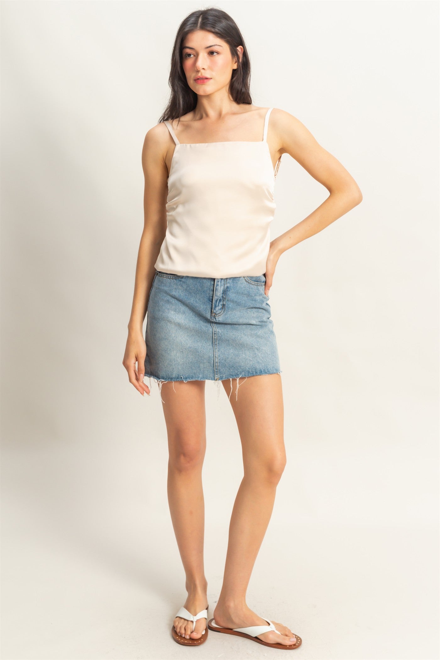 Wholesale Satin Back Tie Detail Sleeveless Top Clothing Tops DZ25C126 ALPACA DOUBLE ZERO
