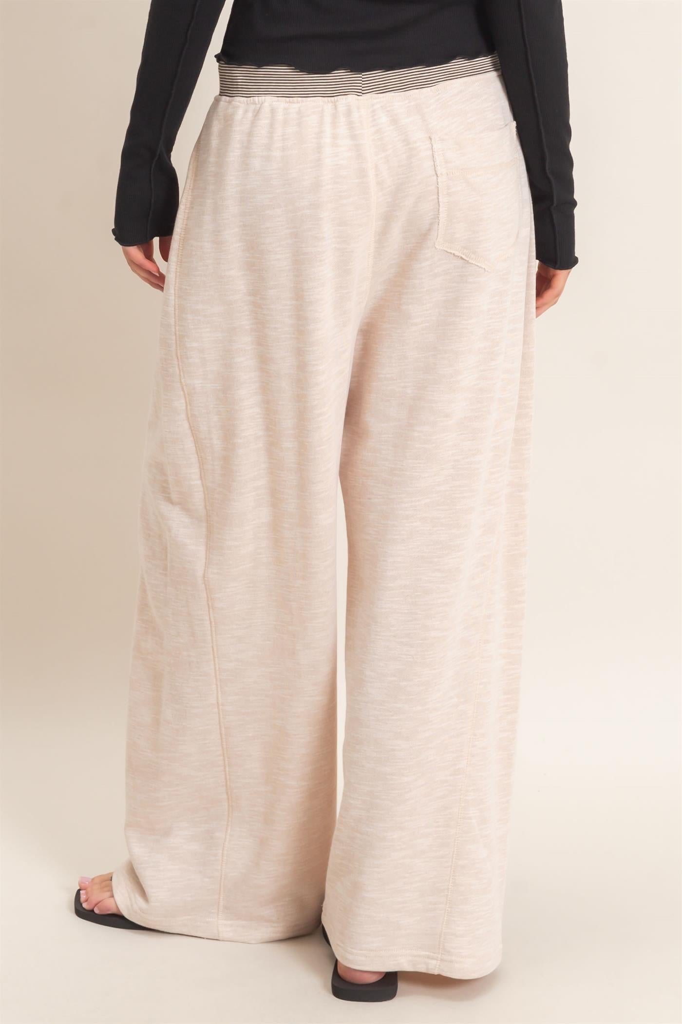 Wholesale Striped Waist Drawstring Pants Pants HF26E558 OATMEAL HYFVE