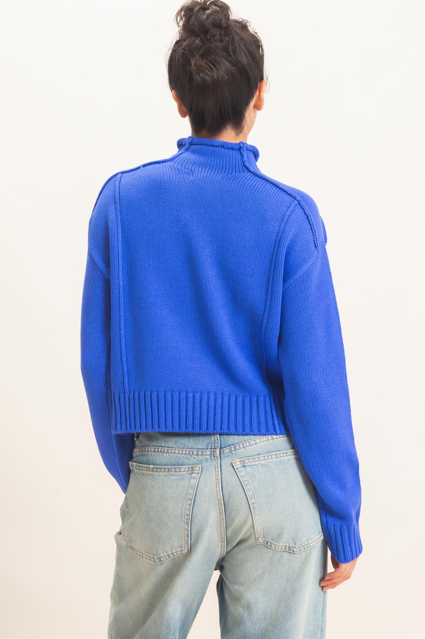 Wholesale Roll Neck Sweater With Reversed Seam Sweaters DZ26E271 COBALT DOUBLE ZERO