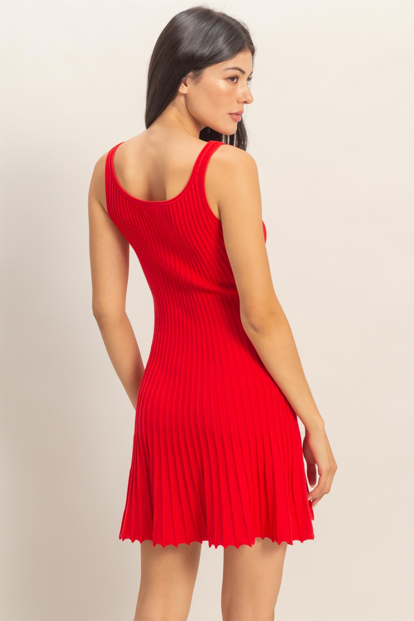 Wholesale Pleated Knit Tank Mini Dress Dresses DZ26C283 RED DOUBLE ZERO