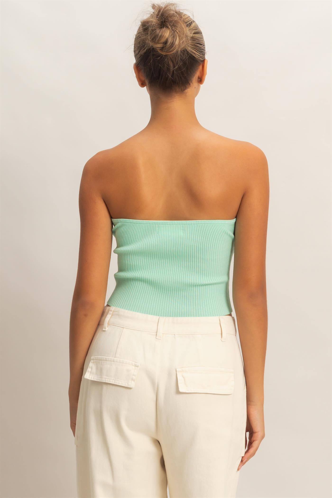 Wholesale Ribbed Knot Bustier Top Clothing Tops DZ26A308 MINT DOUBLE ZERO