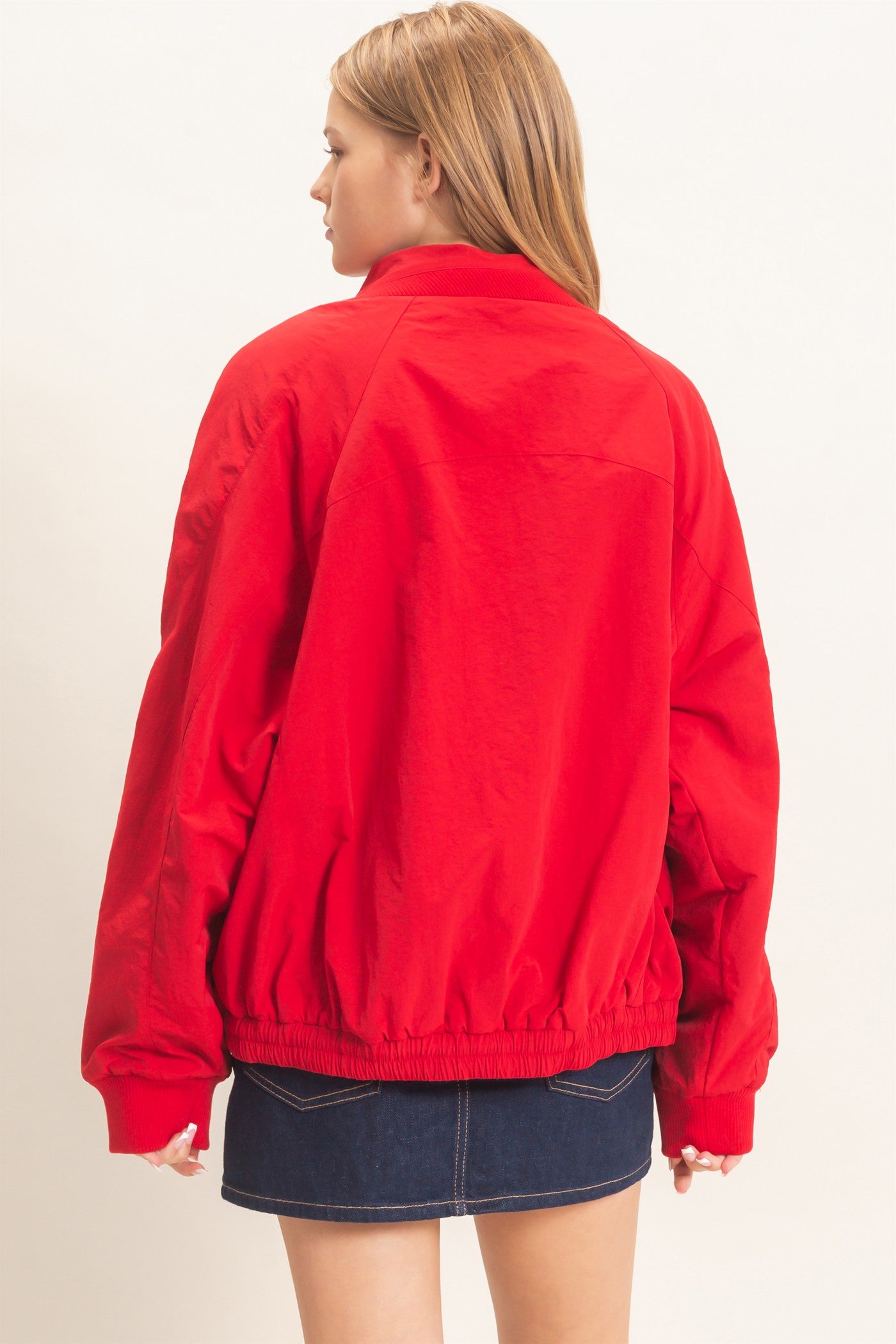 Wholesale Fleece-Lined Mock Neck Snap Jacket Coats & Jackets HF26C918 RED HYFVE