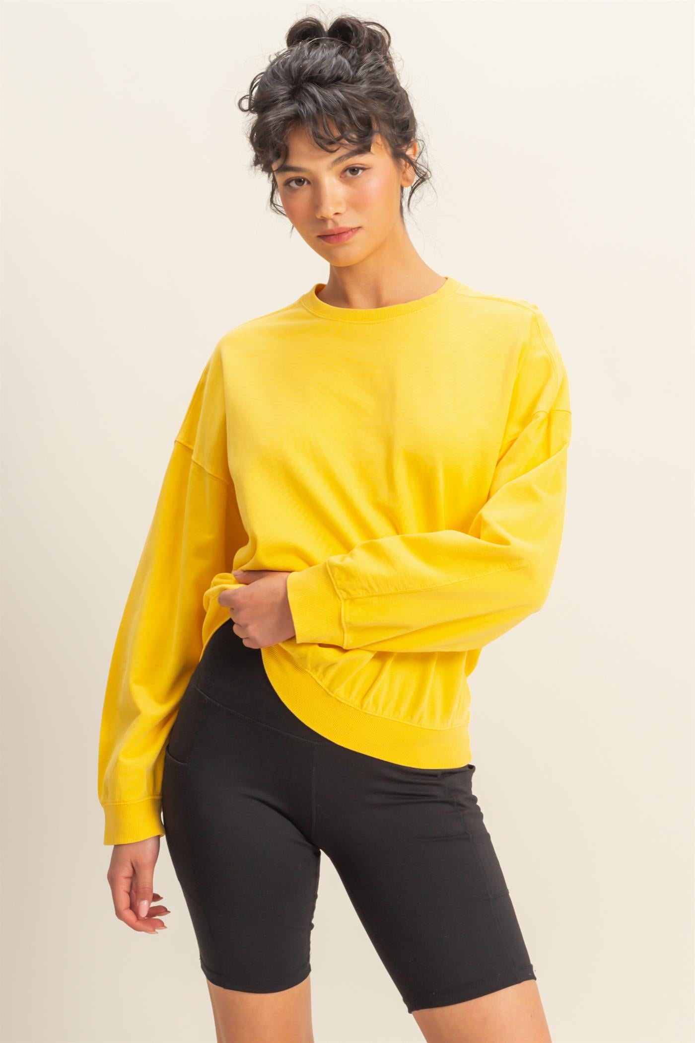 Wholesale Warm Long Sleeve French Terry Sweatshirt Sweatshirts DZ25C733 SUNFLOWER HYFVE