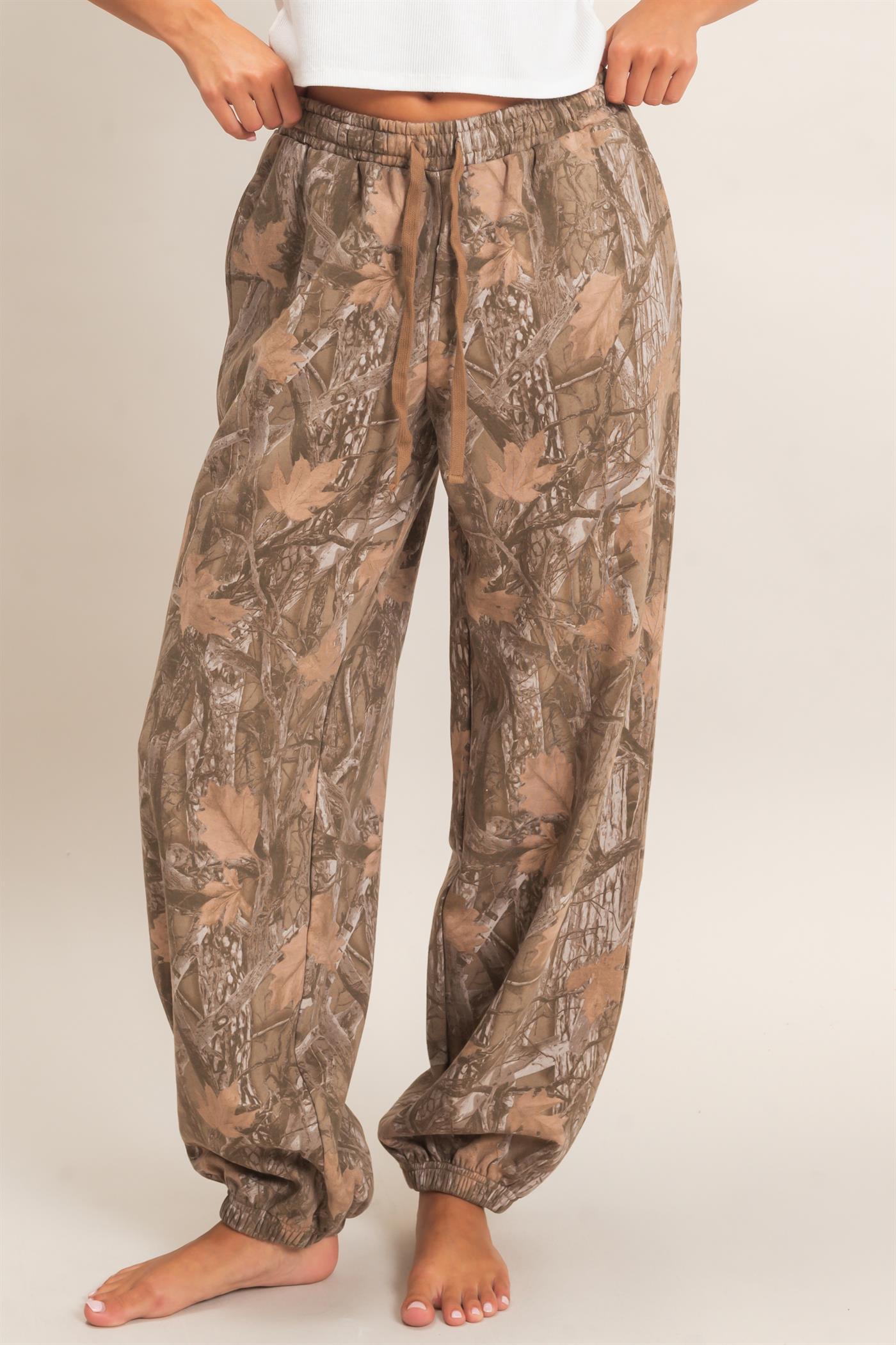 Wholesale Tree Camouflage Print Jogger Pants Pants DZ26E790 BROWN DOUBLE ZERO