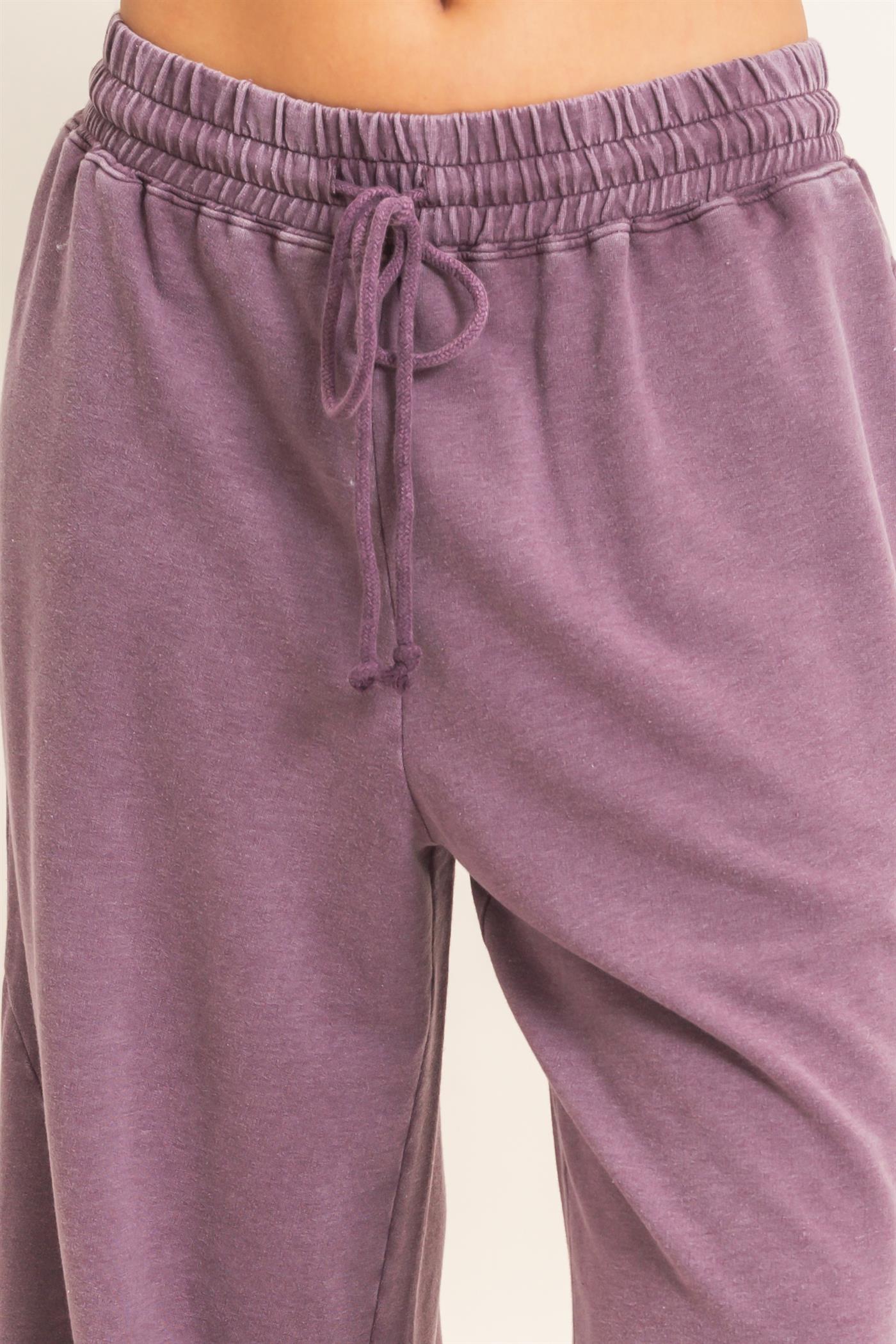 Wholesale Mineral Washed Wide Leg Pants Pants DZ26F082 DARK CHERRY DOUBLE ZERO