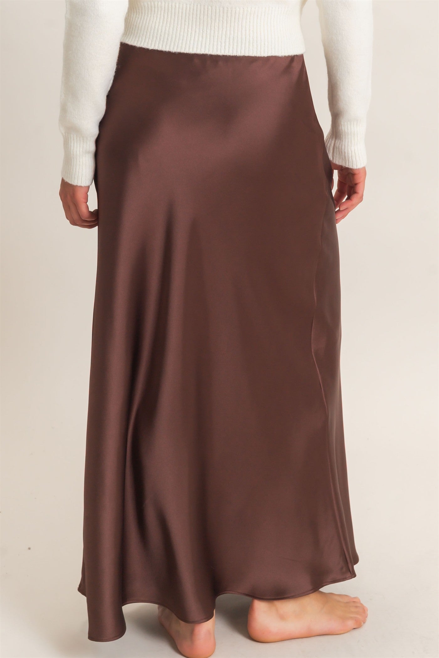 Wholesale Satin Maxi Skirt Skirts DZ26C970 DARK BROWN DOUBLE ZERO