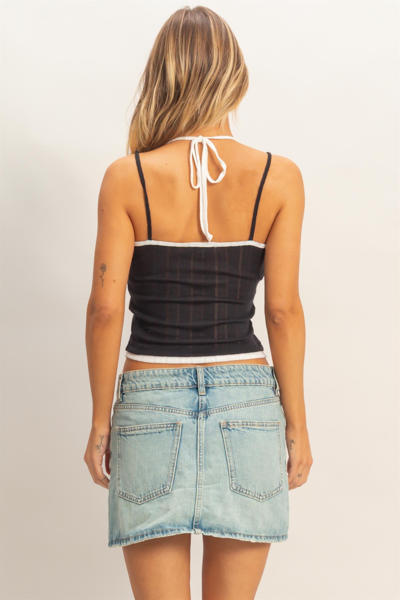 Wholesale Ribbed Knit Camisole Top Camisoles HF26A378 BLACK HYFVE