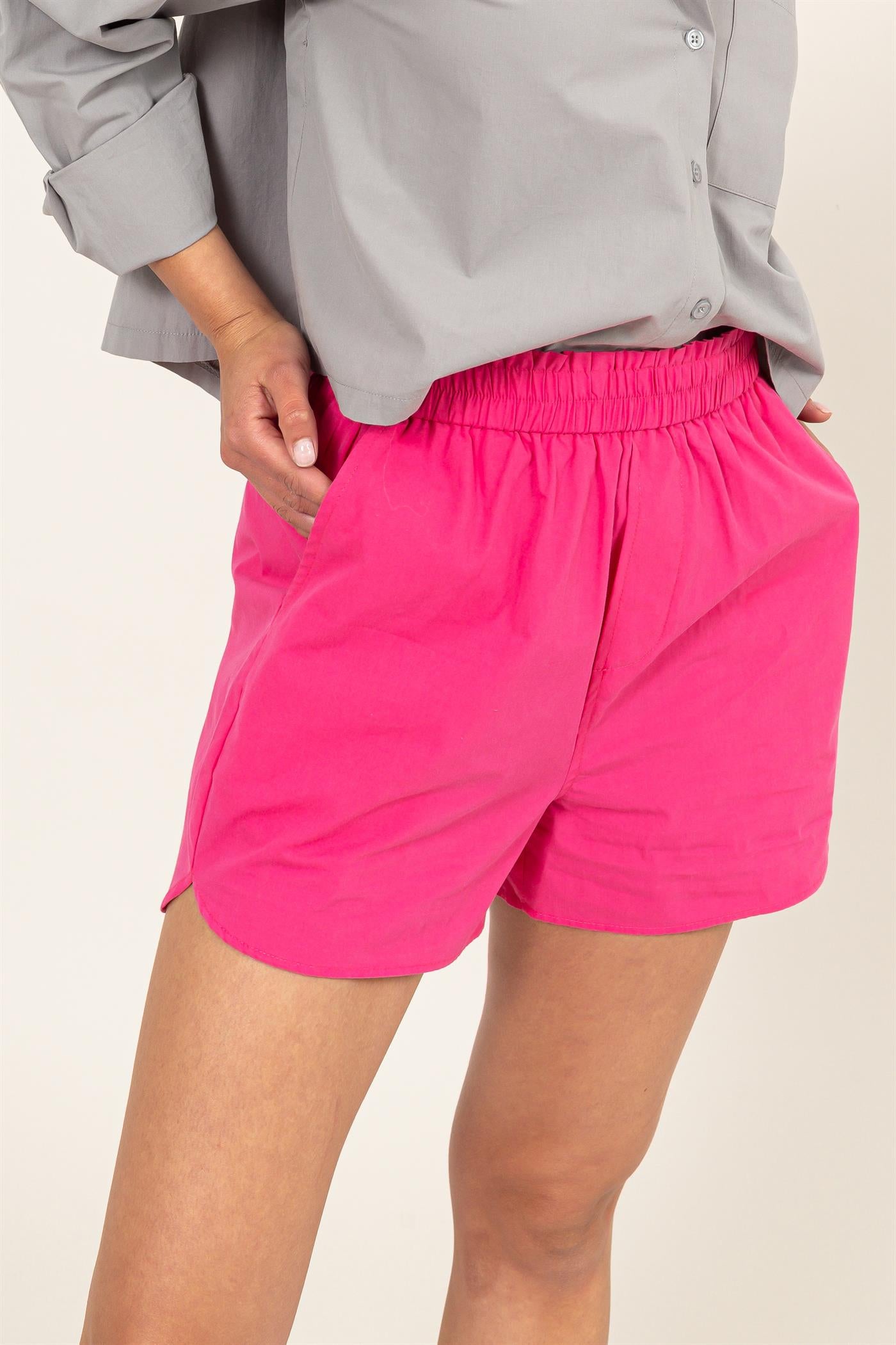 Wholesale Poplin High Waist Shorts Shorts DZ24A298 RASPBERRY DOUBLE ZERO