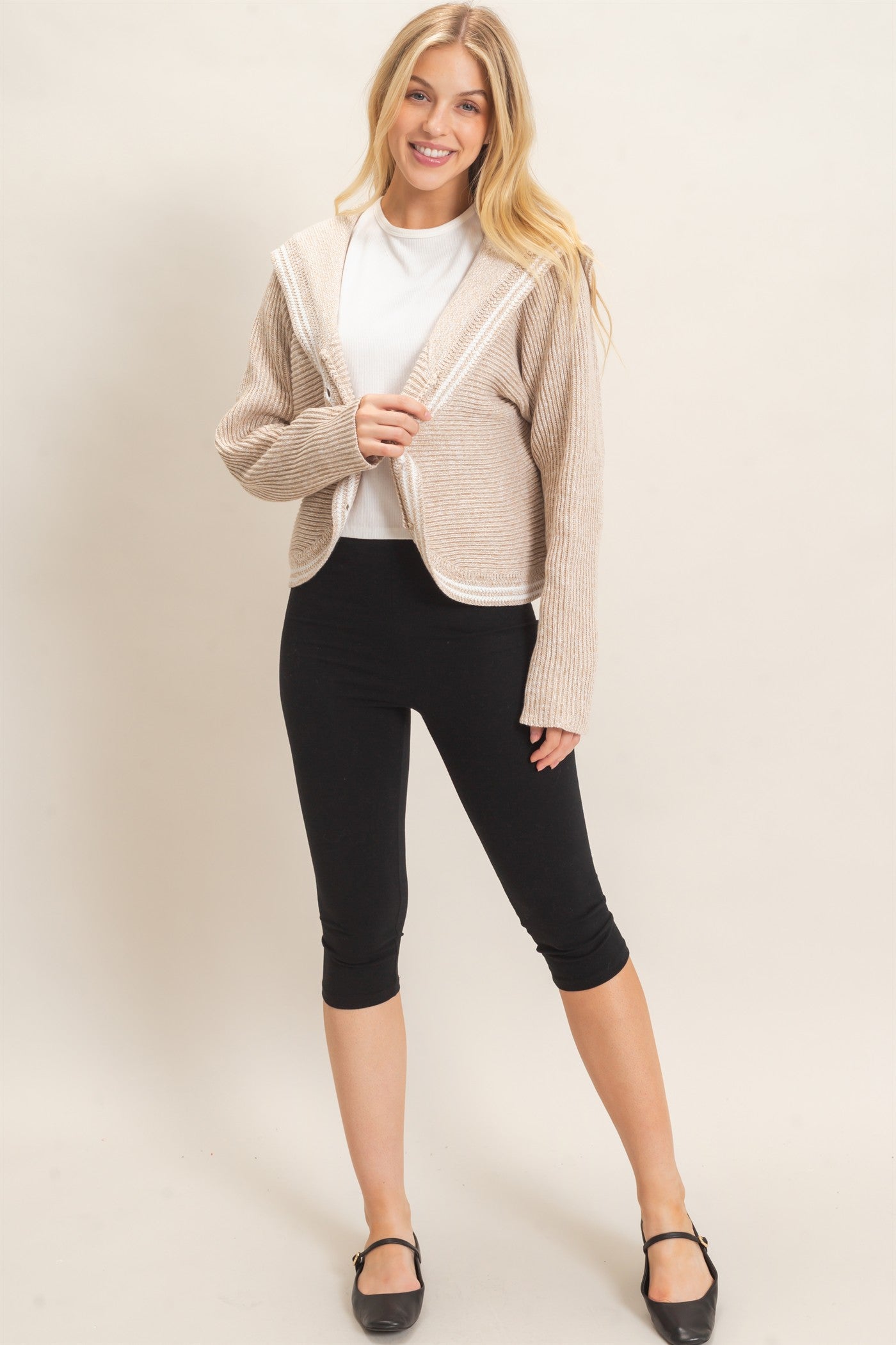 Wholesale Ribbed Button-Up Cardigan Cardigans HF26E036 LIGHT BEIGE HYFVE