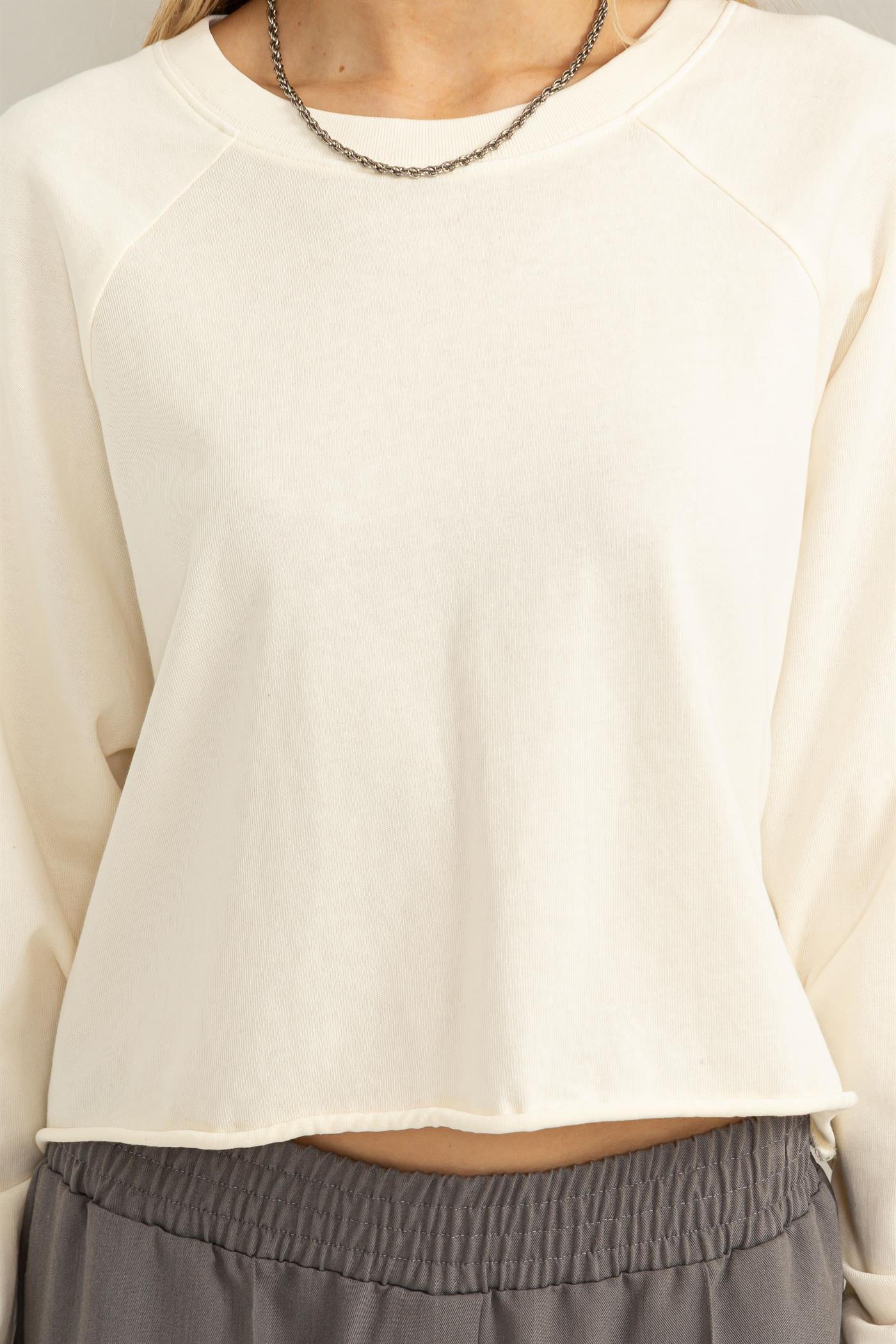 Wholesale Raglan Long Sleeve Top Clothing Tops DZ23G286 CREAM DOUBLE ZERO