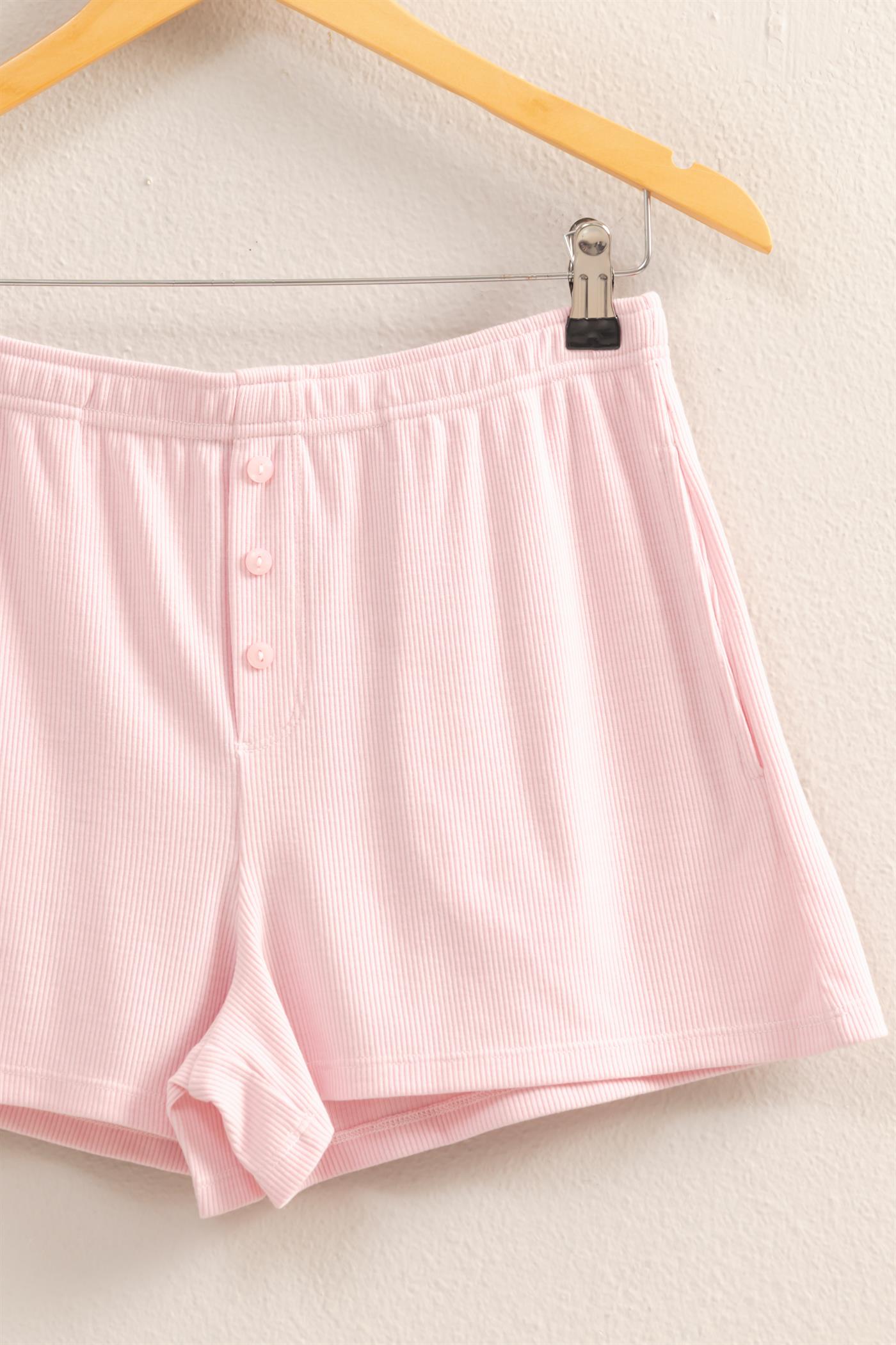 Wholesale High Waist Button Detail Flowy Shorts Shorts DZ25A934 SOFT PINK DOUBLE ZERO