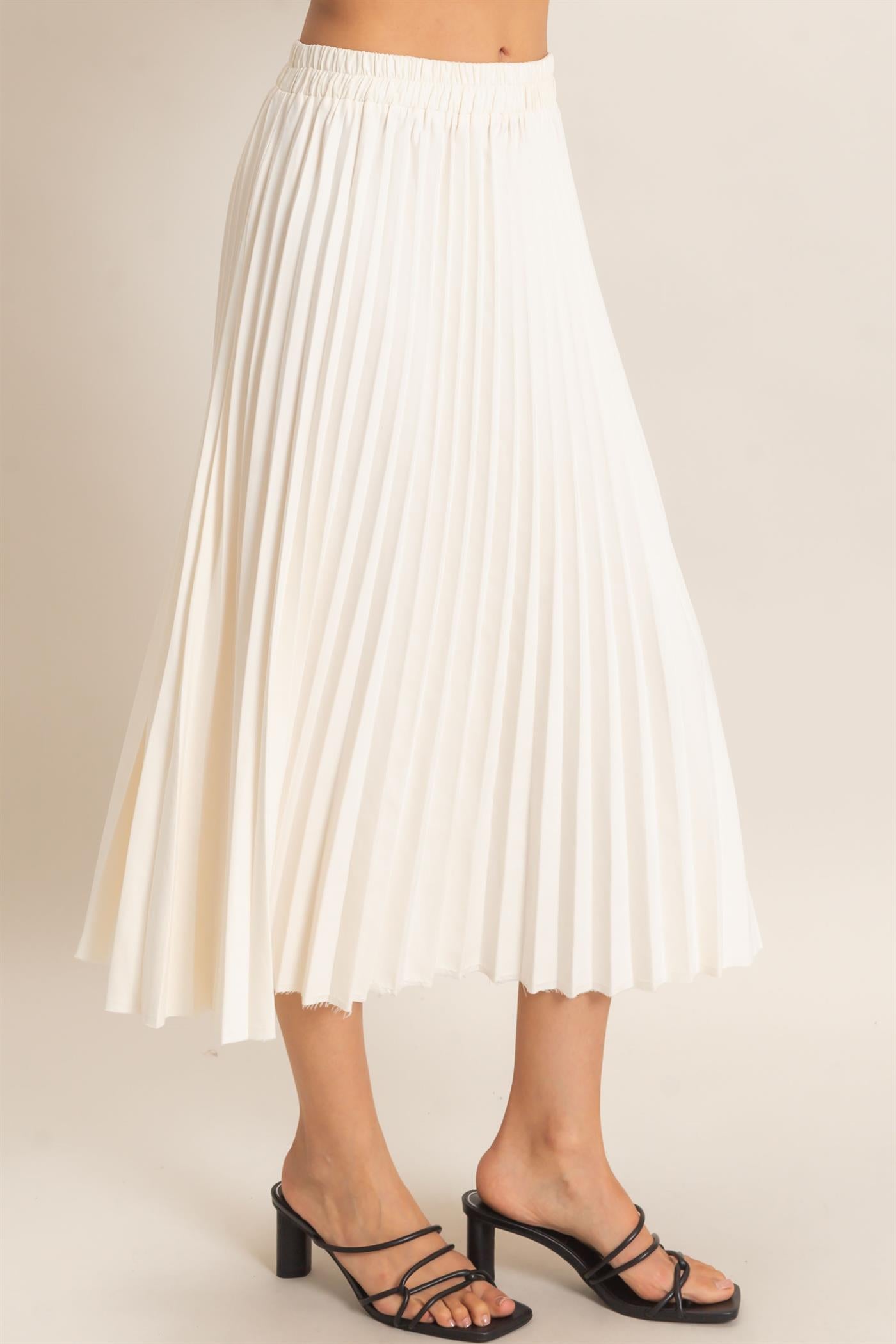 Wholesale Suede Accordion Pleated Skirt Skirts HF26F084-D CREAM HYFVE